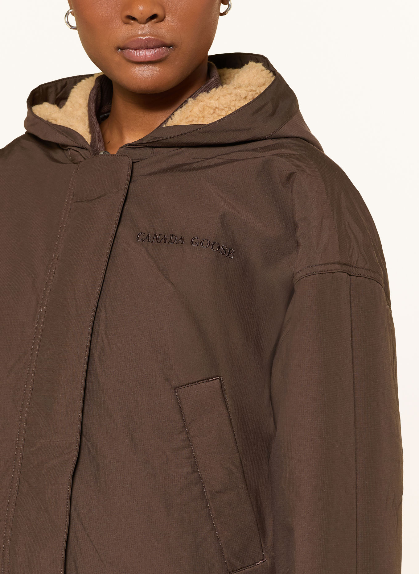 CANADA GOOSE ALBERNI reversible jacket: DARK BROWN / CAMEL