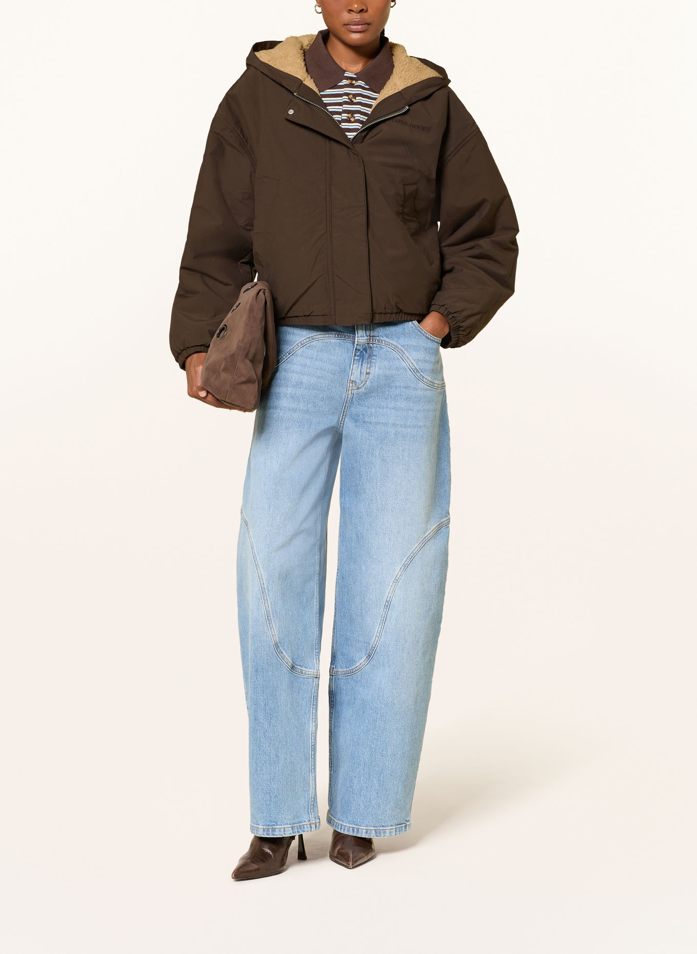 CANADA GOOSE ALBERNI reversible jacket: DARK BROWN / CAMEL
