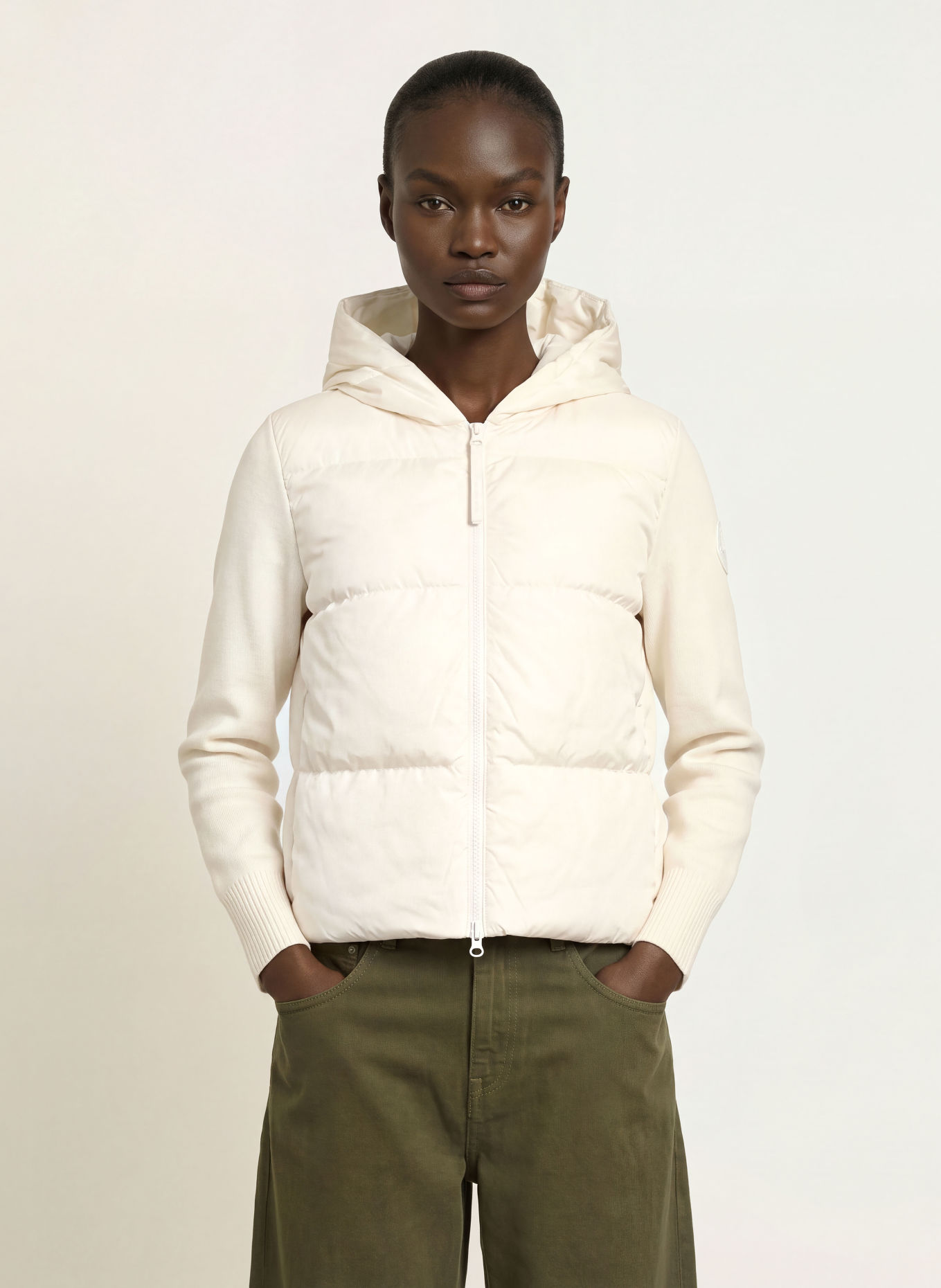 CANADA GOOSE Jacheta din puf HYBRIDGE® din material mixt: CREM