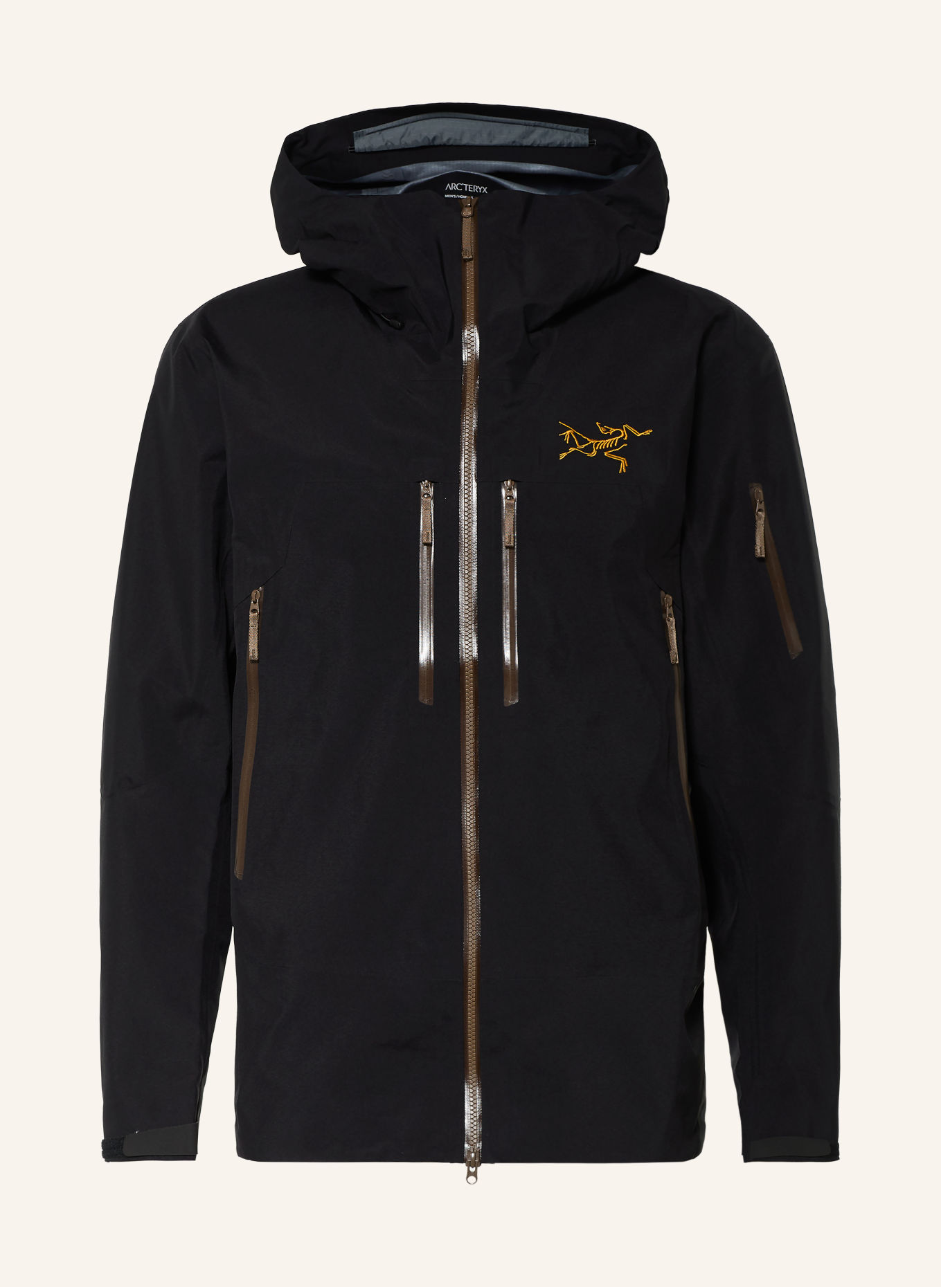 ARC'TERYX RUSH Hardshell ski jacket: BLACK / KHAKI