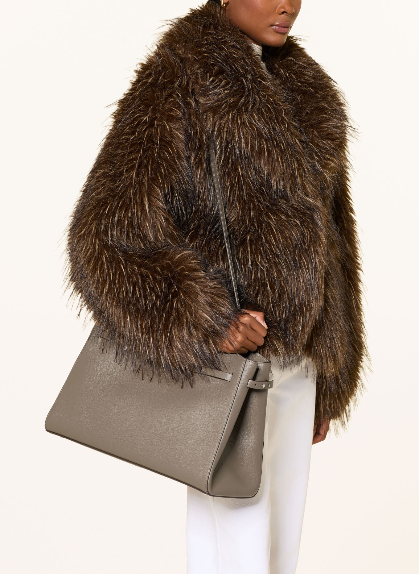 DEMELLIER THE HUDSON handbag: TAUPE / SILVER