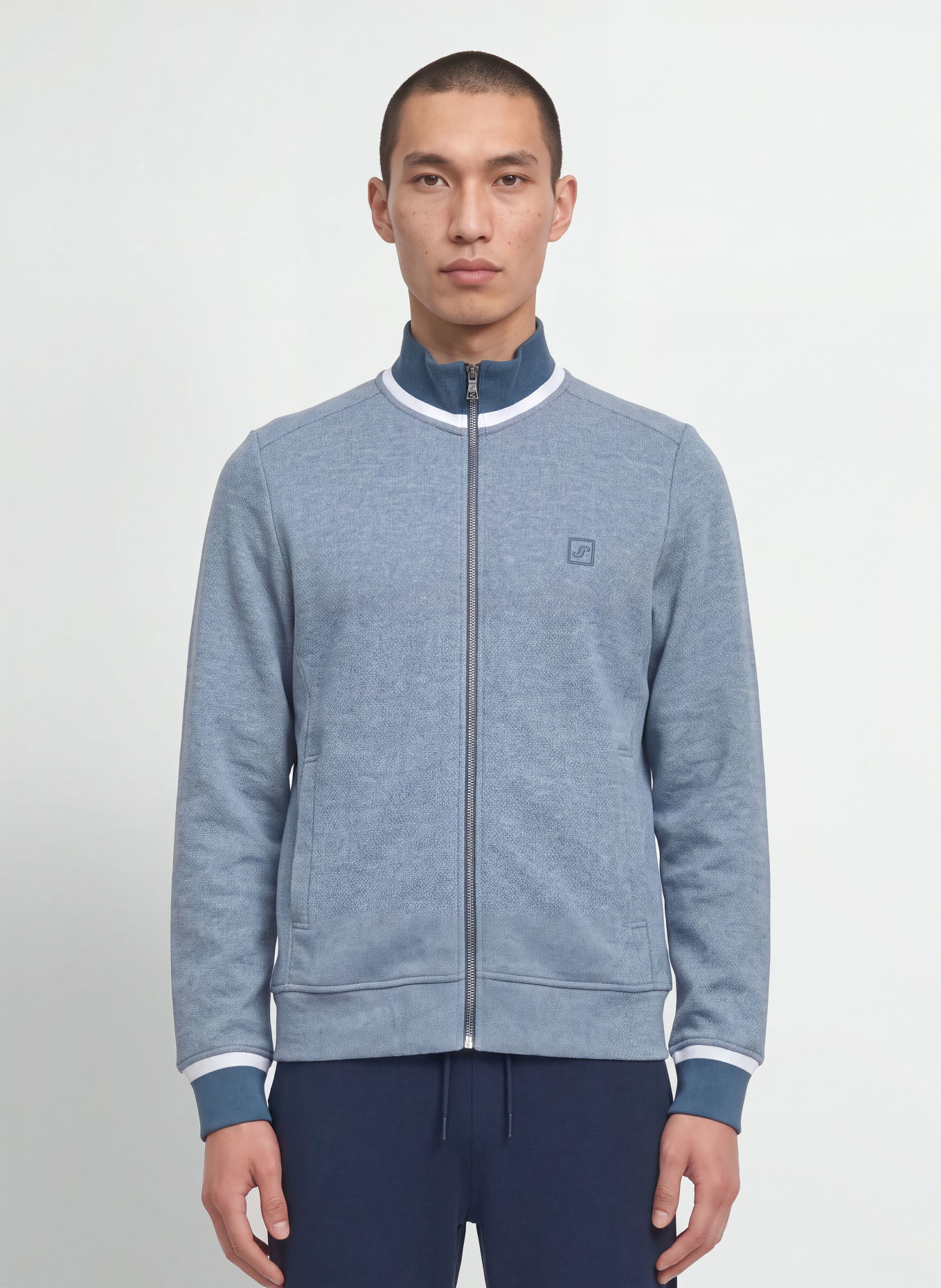 JOY sportswear Sweatjack STEPHAN: BLAUWGRIJS / CRÈME / BLAUW