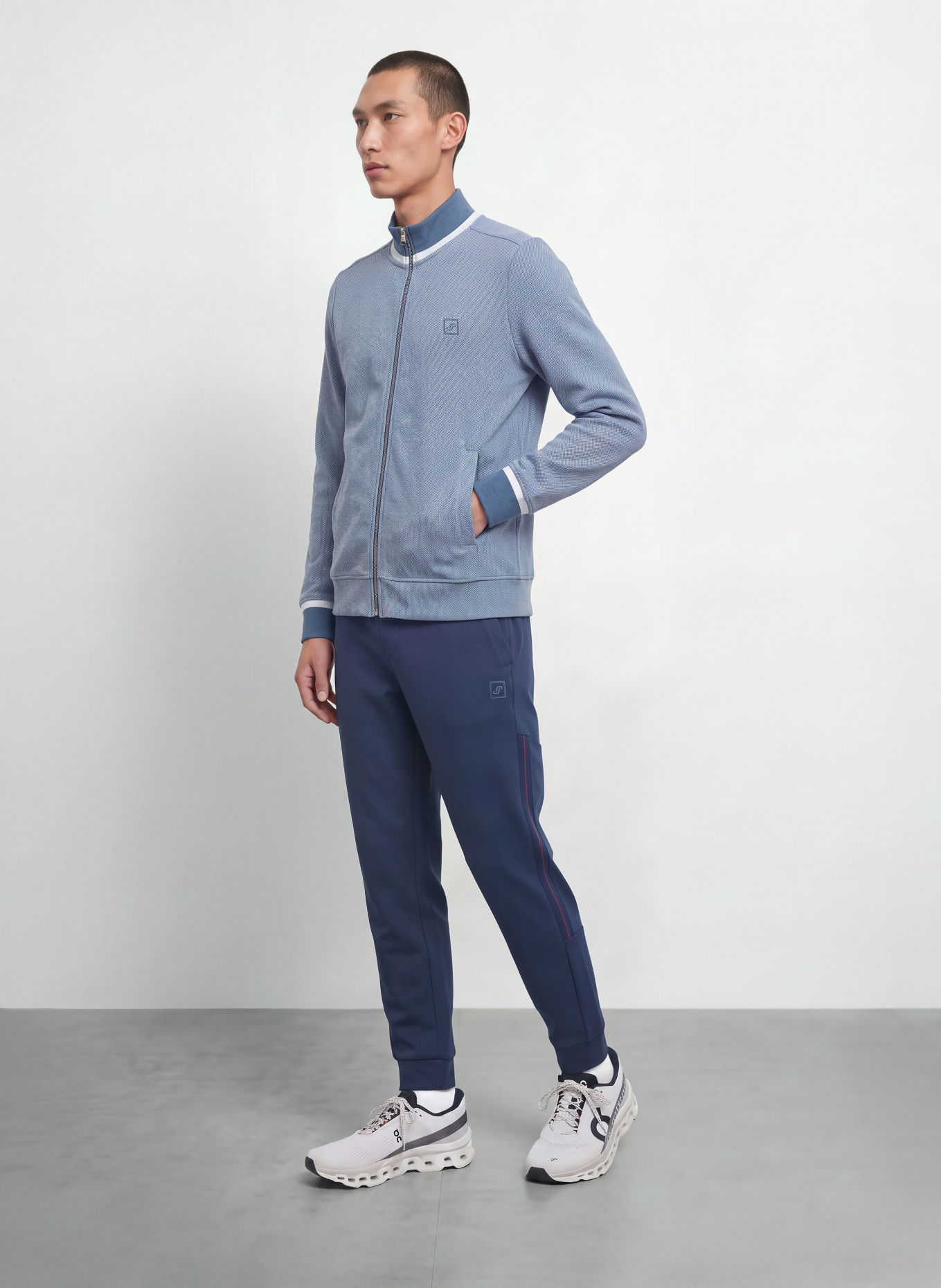JOY sportswear Sweatjack STEPHAN: BLAUWGRIJS / CRÈME / BLAUW
