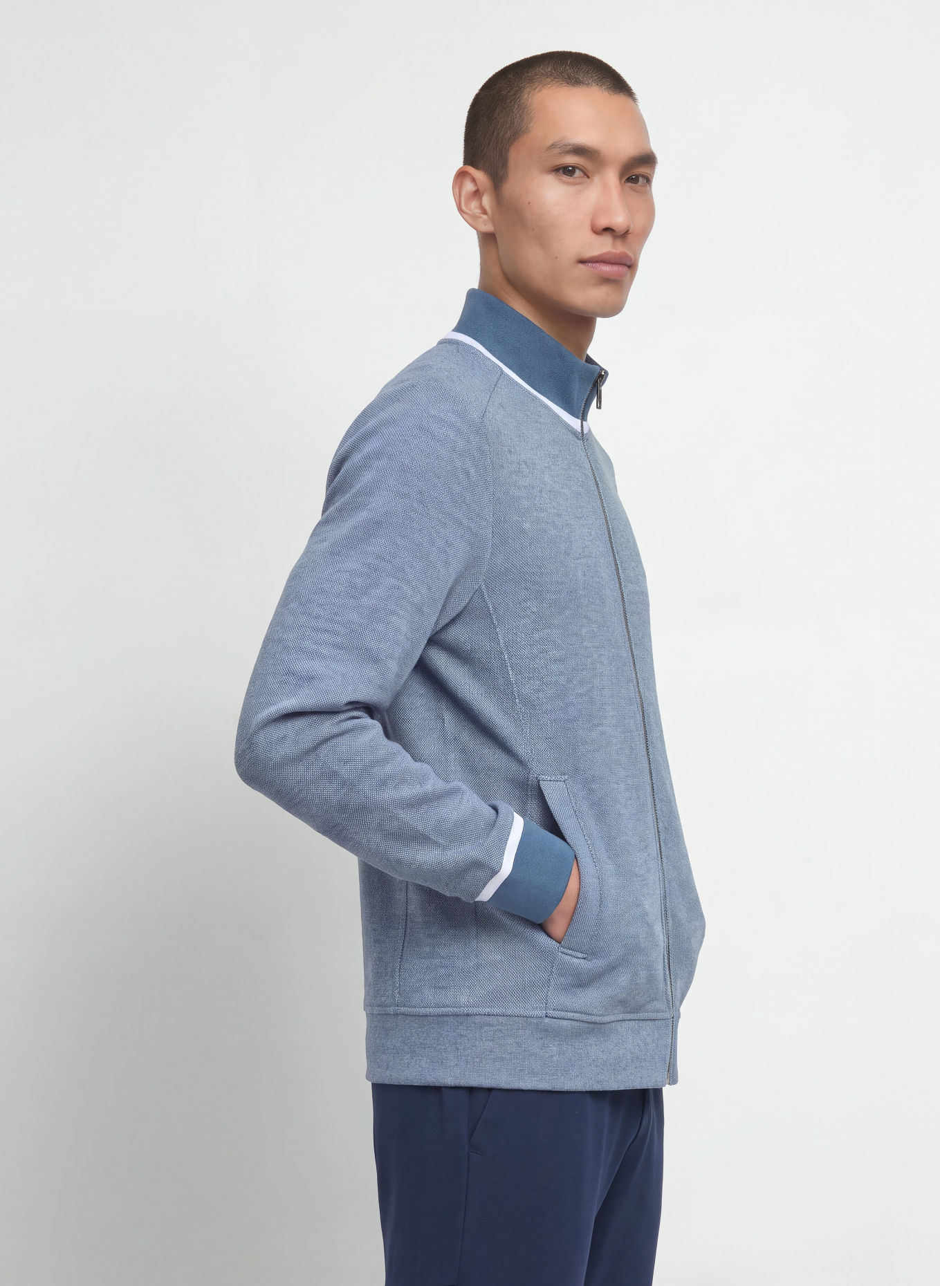 JOY sportswear Sweatjack STEPHAN: BLAUWGRIJS / CRÈME / BLAUW