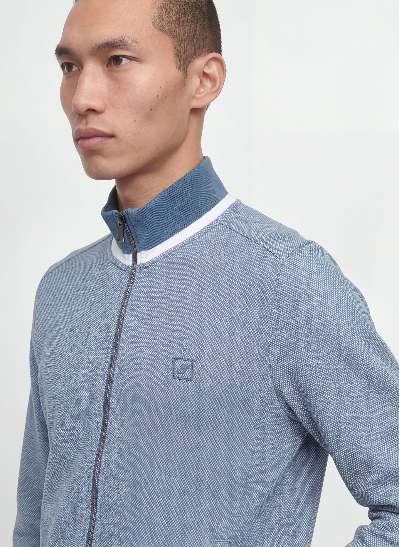JOY sportswear Sweatjack STEPHAN: BLAUWGRIJS / CRÈME / BLAUW