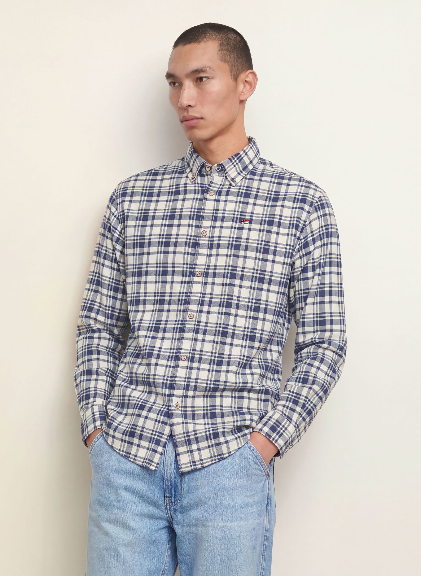 NAPAPIJRI Shirt G-TREKKING Relaxed Fit: DARK BLUE / CREAM