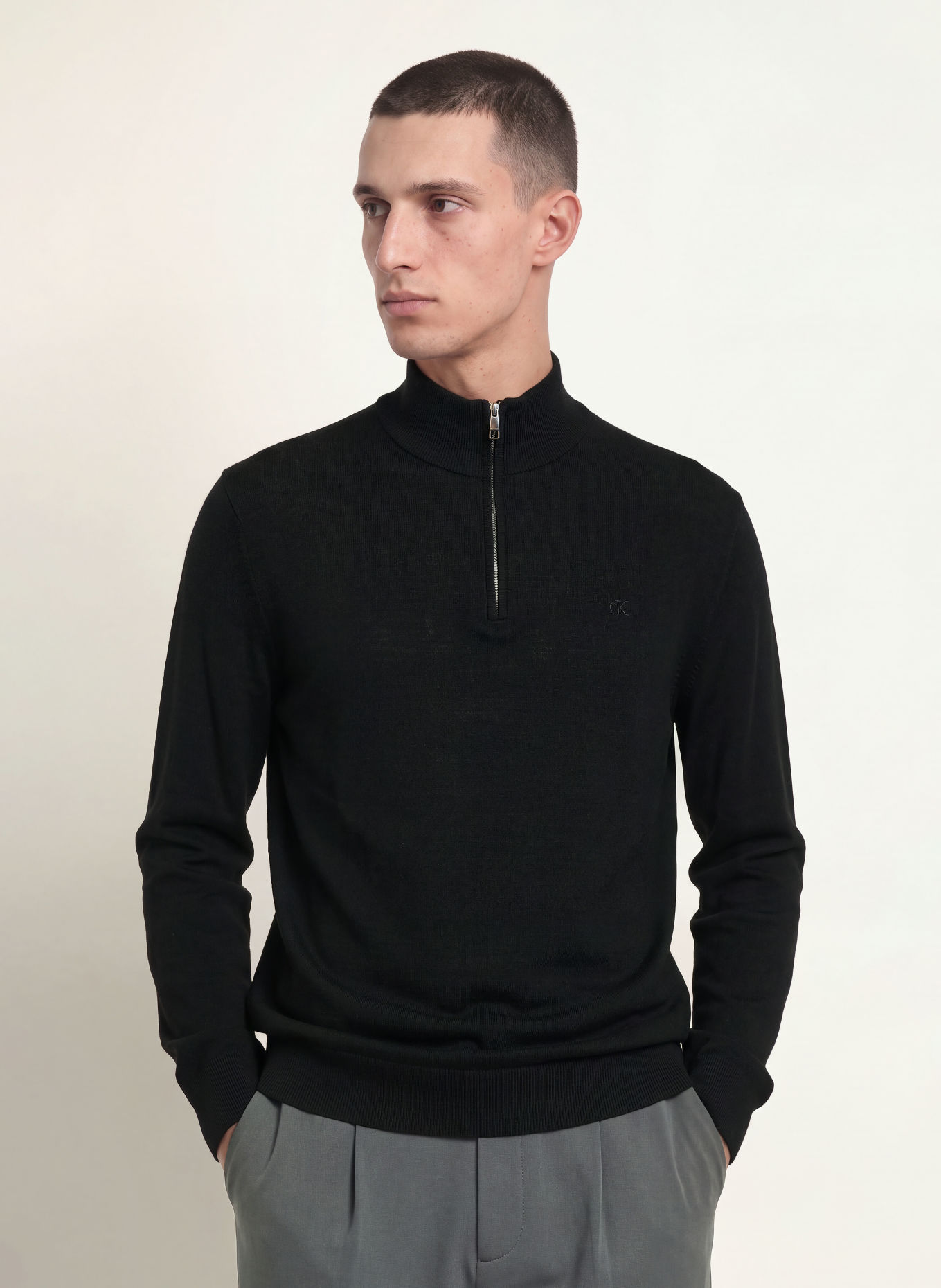 Calvin Klein Half-zip sweater: BLACK