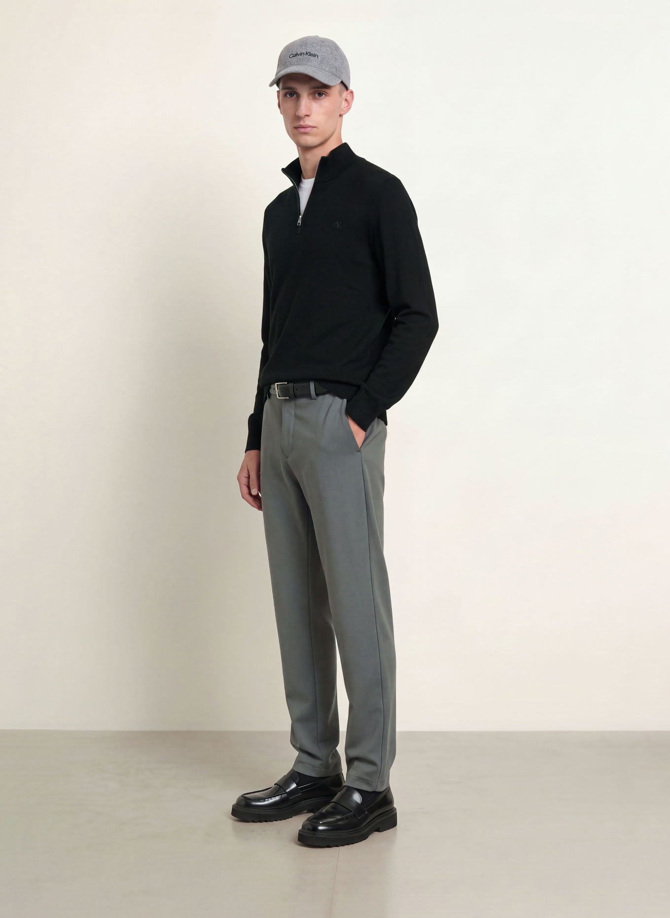 Calvin Klein Half-zip sweater: BLACK