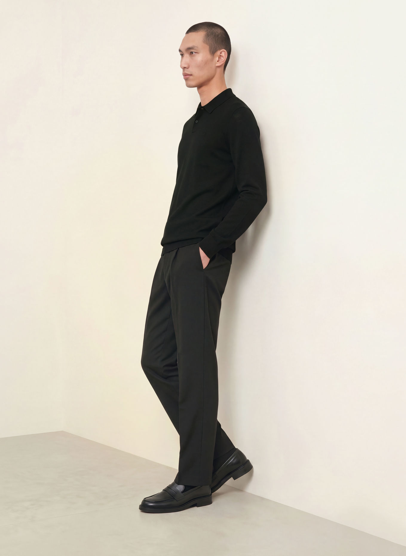 Calvin Klein knitted polo shirt: BLACK