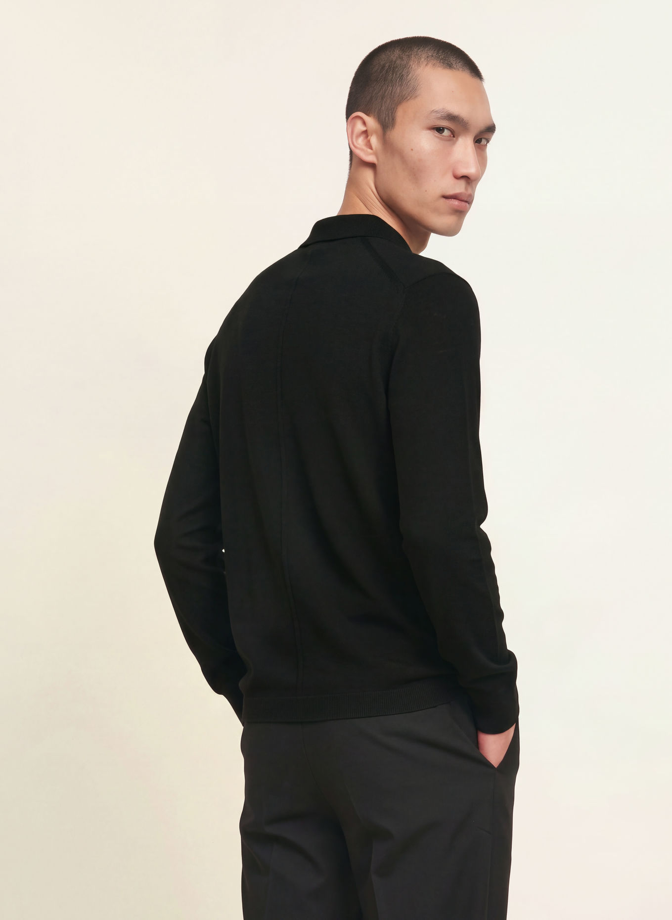 Calvin Klein knitted polo shirt: BLACK