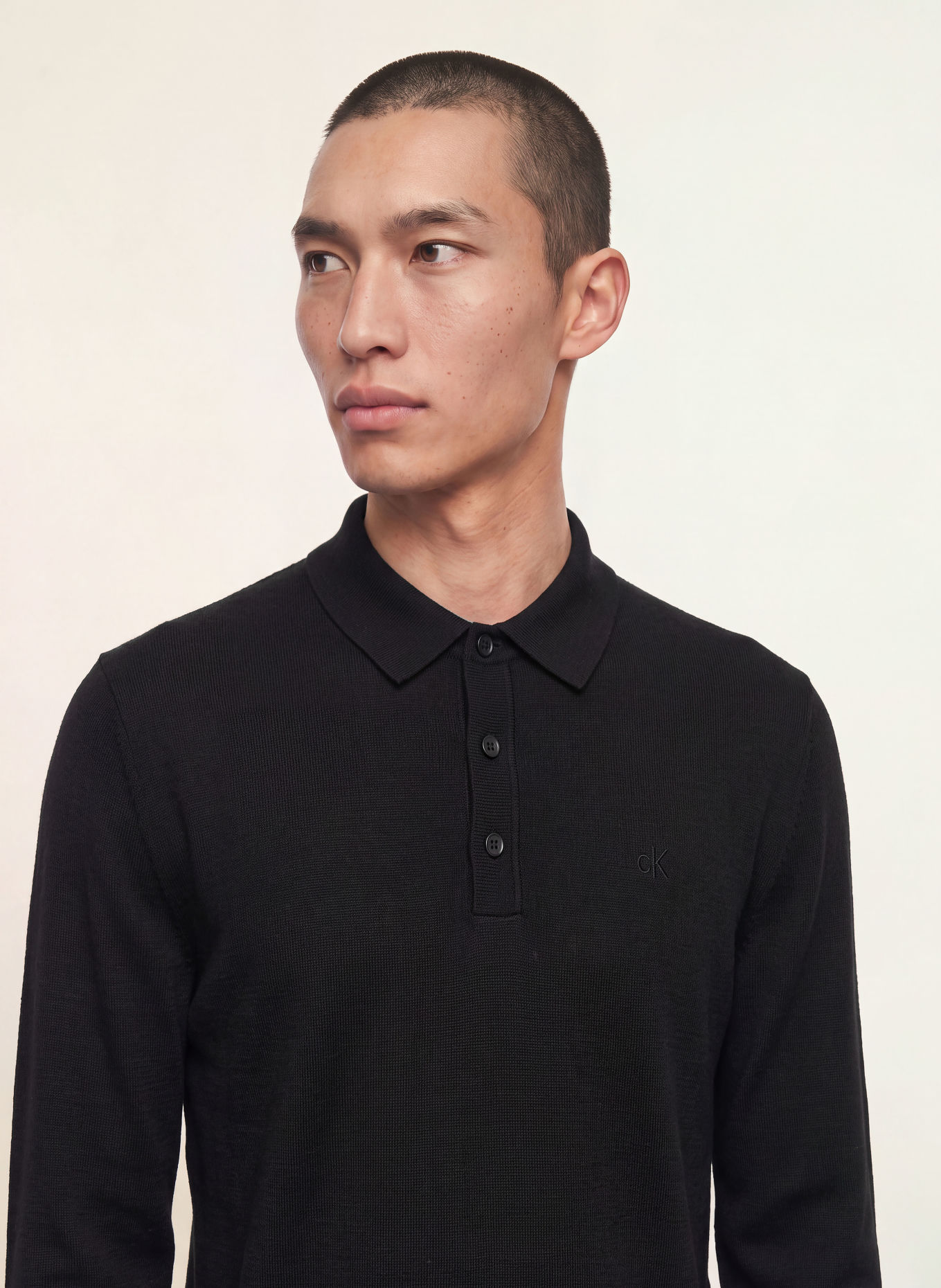 Calvin Klein knitted polo shirt: BLACK