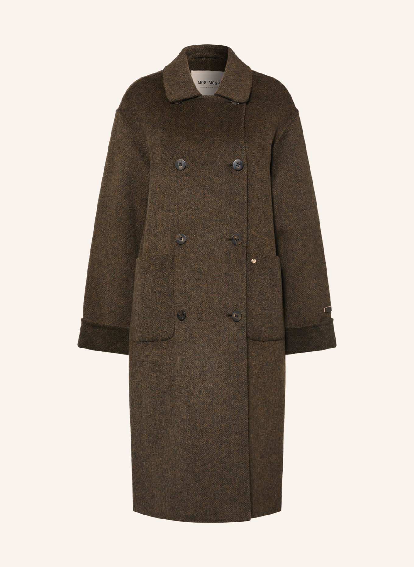 MOS MOSH Wool coat MMLUCCA BARKLEY: DARK BROWN / BLACK