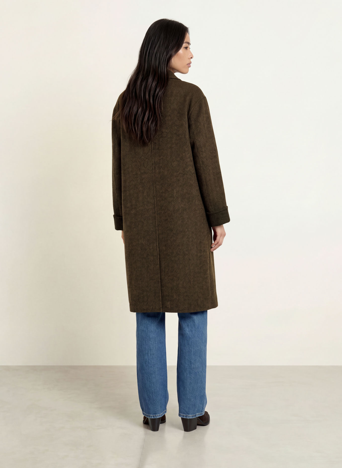 MOS MOSH Wool coat MMLUCCA BARKLEY: DARK BROWN / BLACK