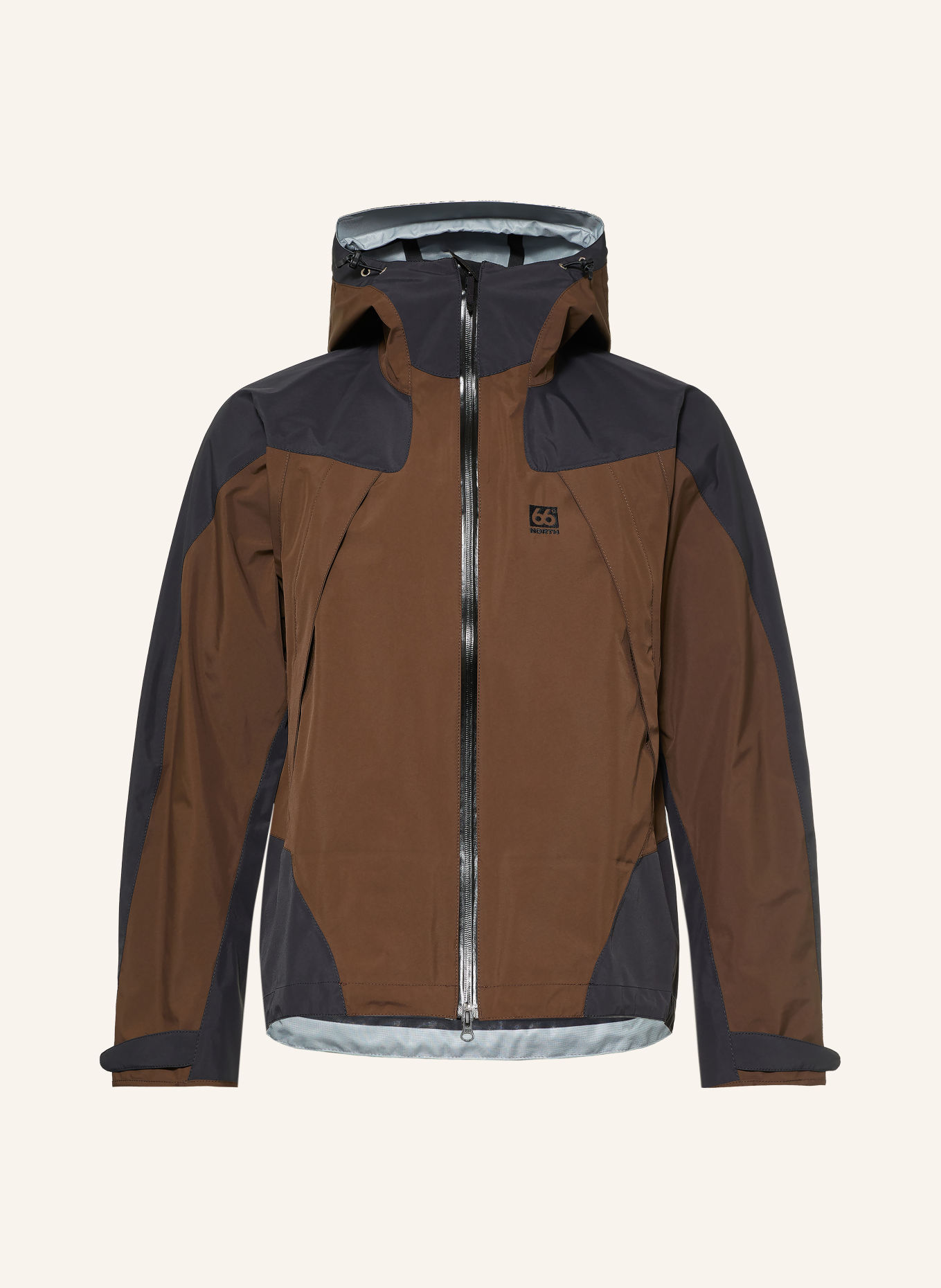 66°NORTH Hardshell-Jacke DYNGJA: DUNKELBRAUN / SCHWARZ