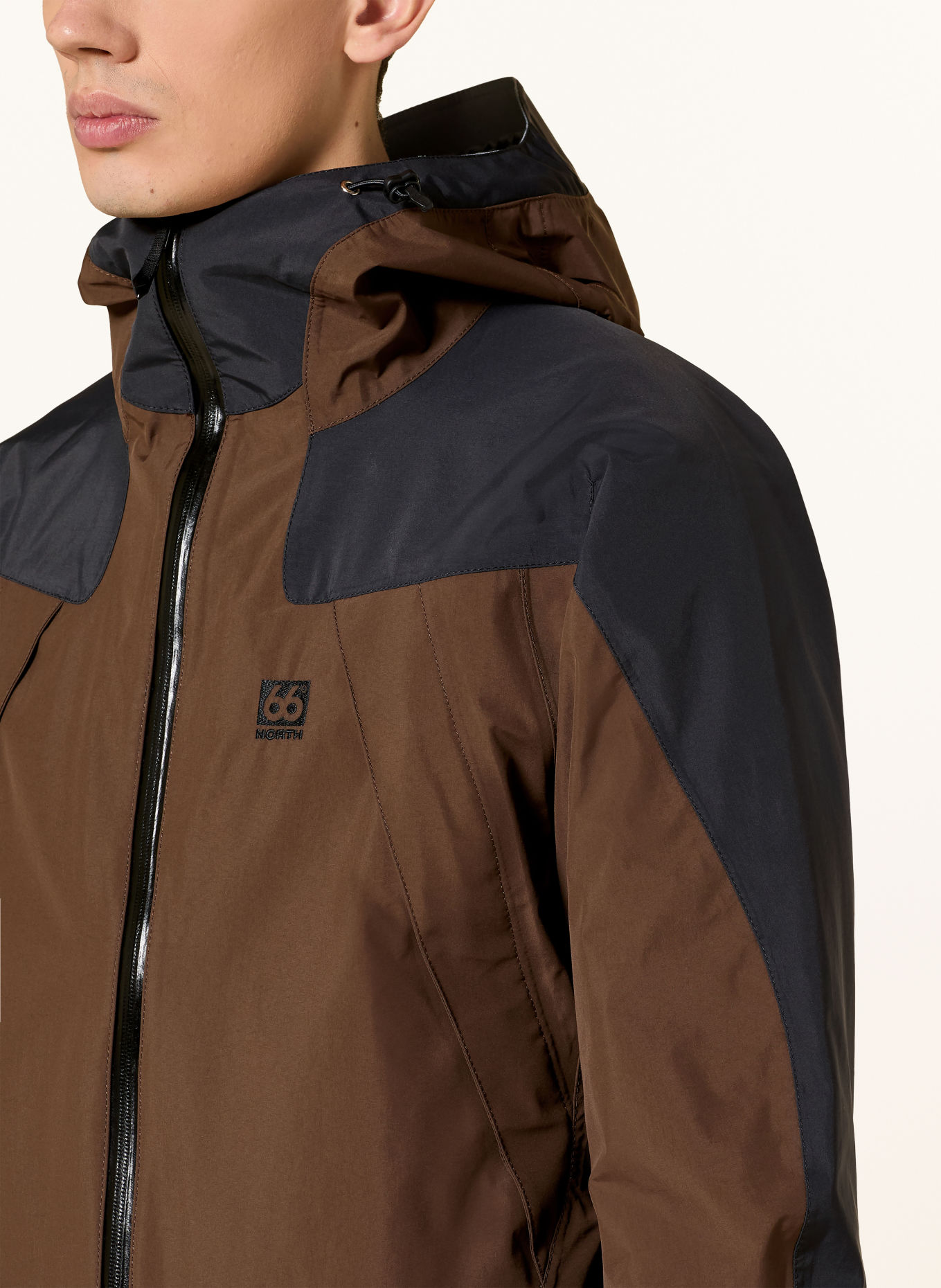 66°NORTH Hardshell-Jacke DYNGJA: DUNKELBRAUN / SCHWARZ