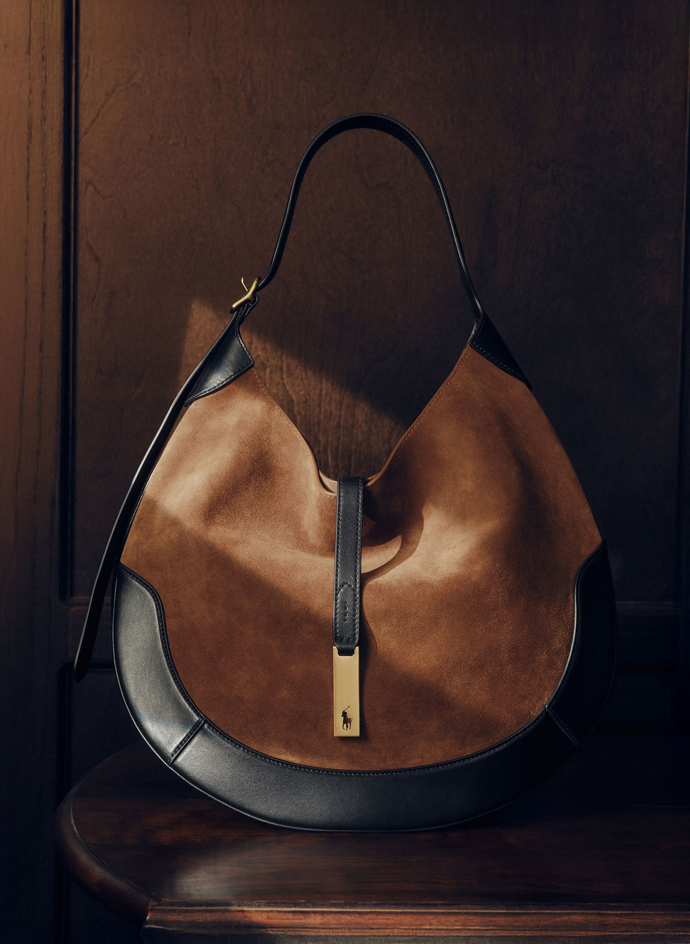 POLO RALPH LAUREN Crossbody bag POLO ID SMALL: BROWN / GOLD / BLACK