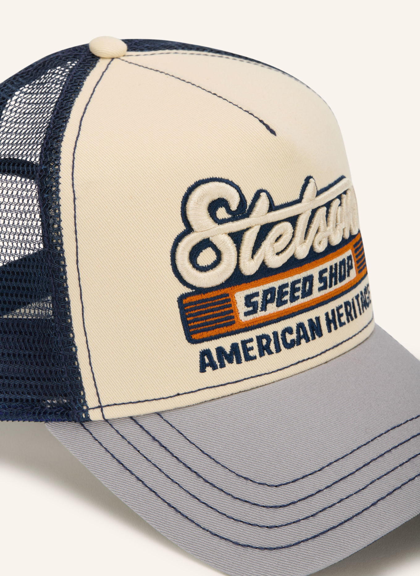 STETSON Cap: GRAY / ECRU / DARK BLUE