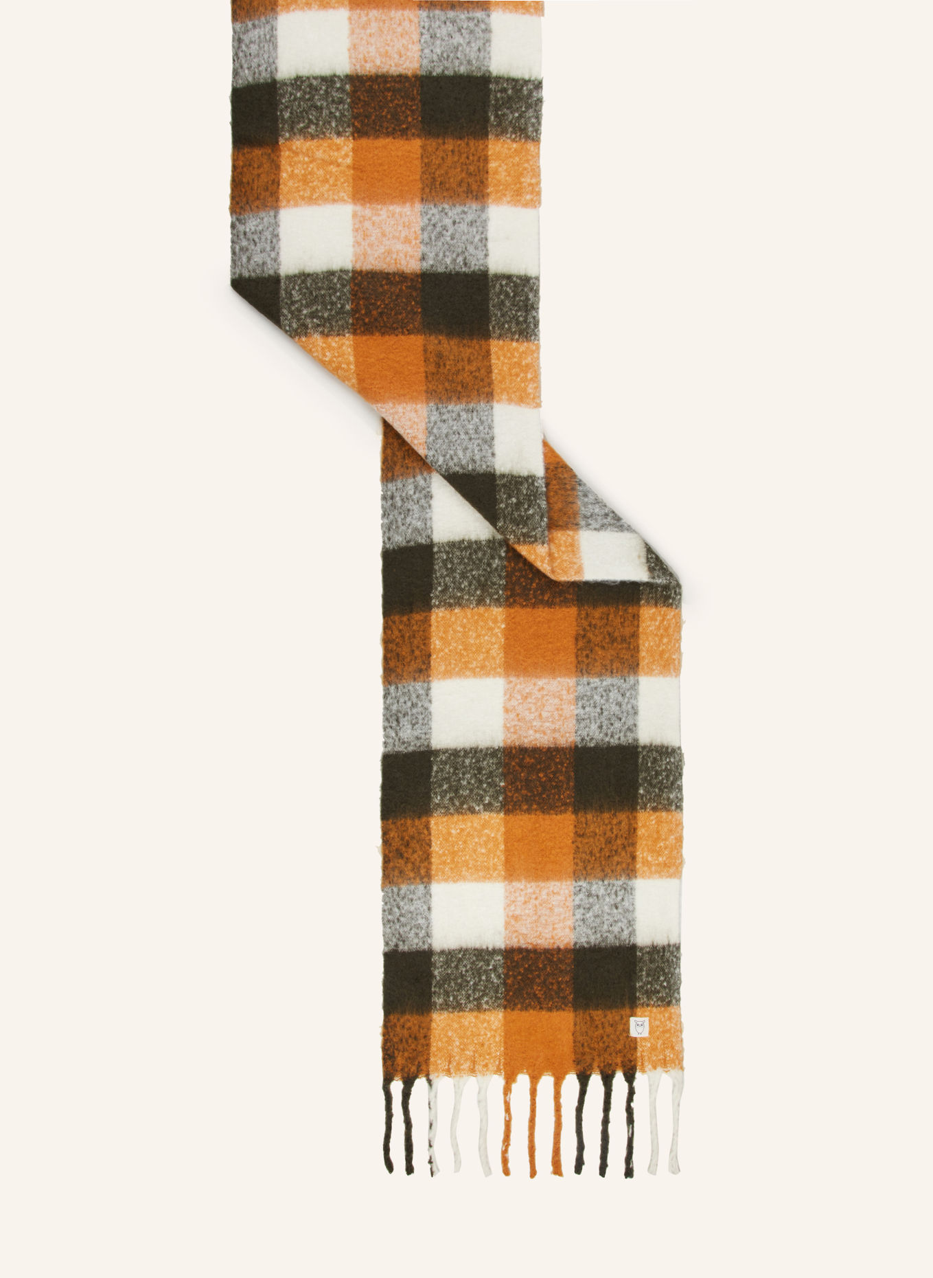 KnowledgeCotton Apparel scarf: DARK GREEN / CREAM / ORANGE