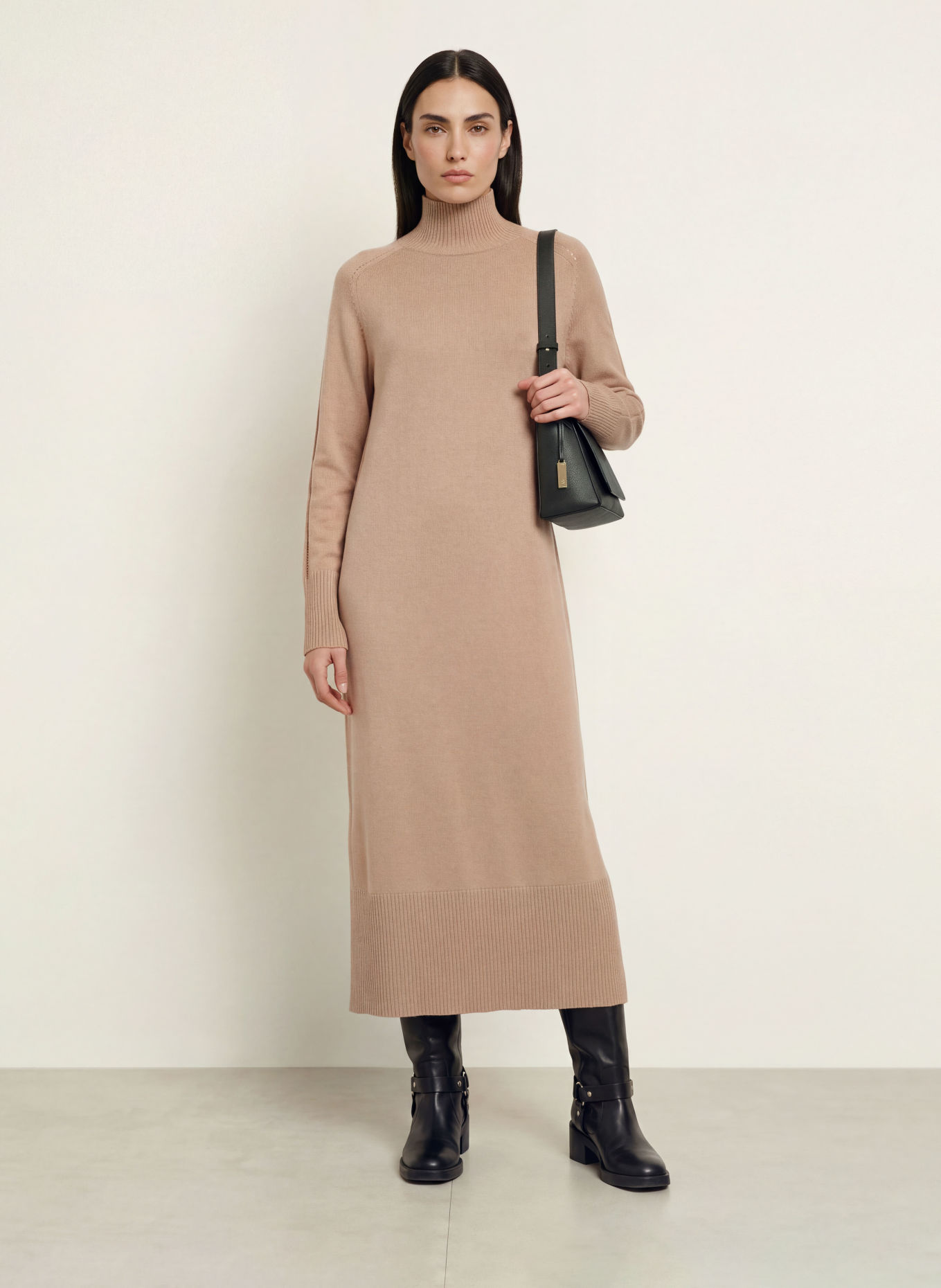 BOSS Knit dress FAGLIATELLE: BEIGE