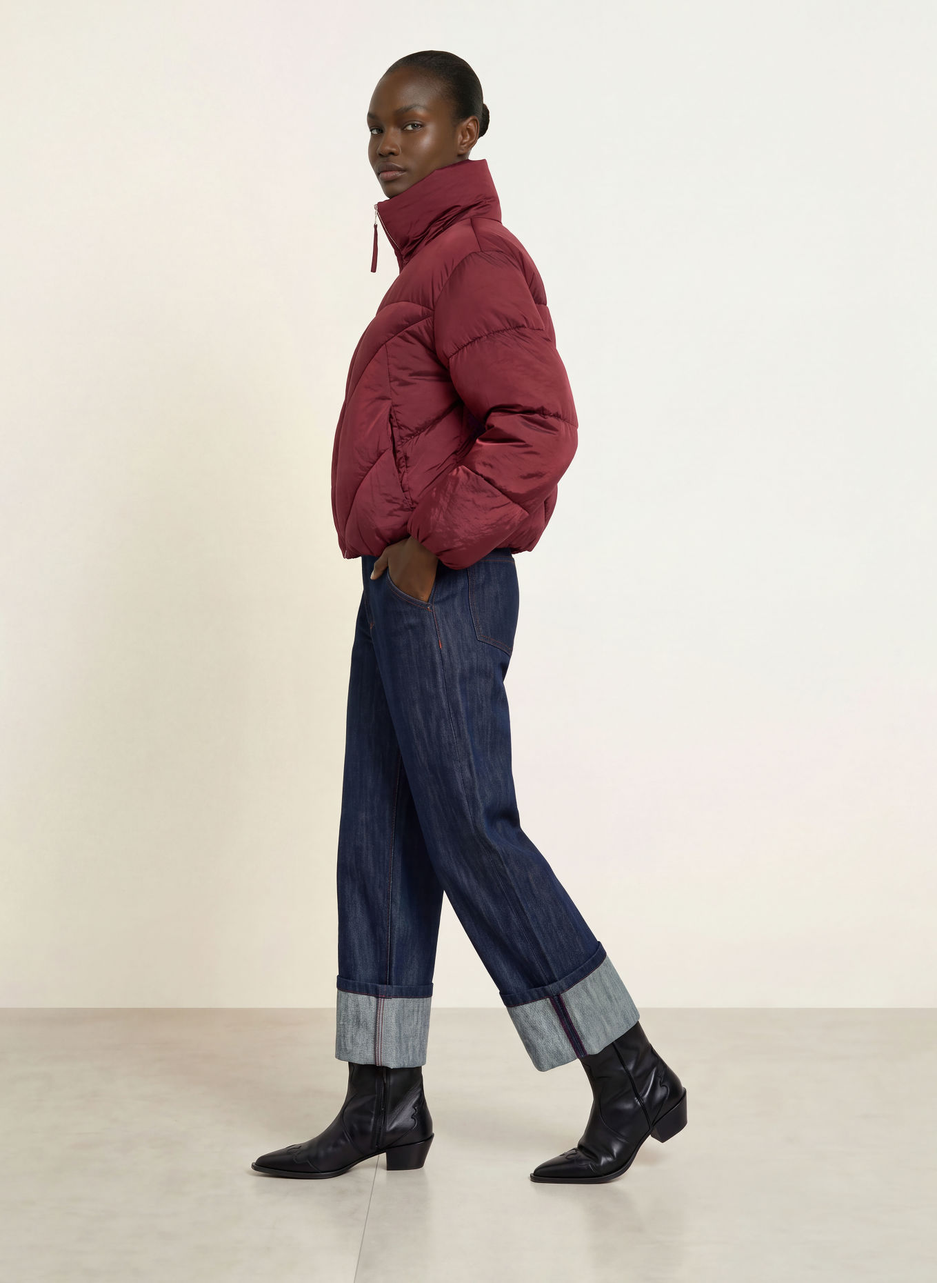 BOSS PADILENA quilted jacket: DARK RED