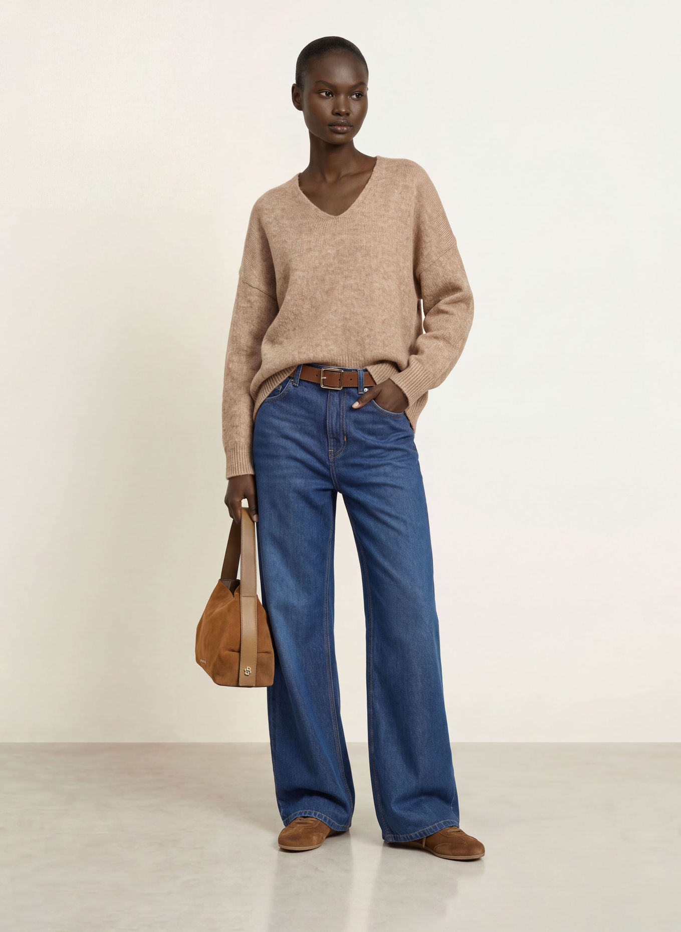 BOSS Sweater with alpaca: CAMEL