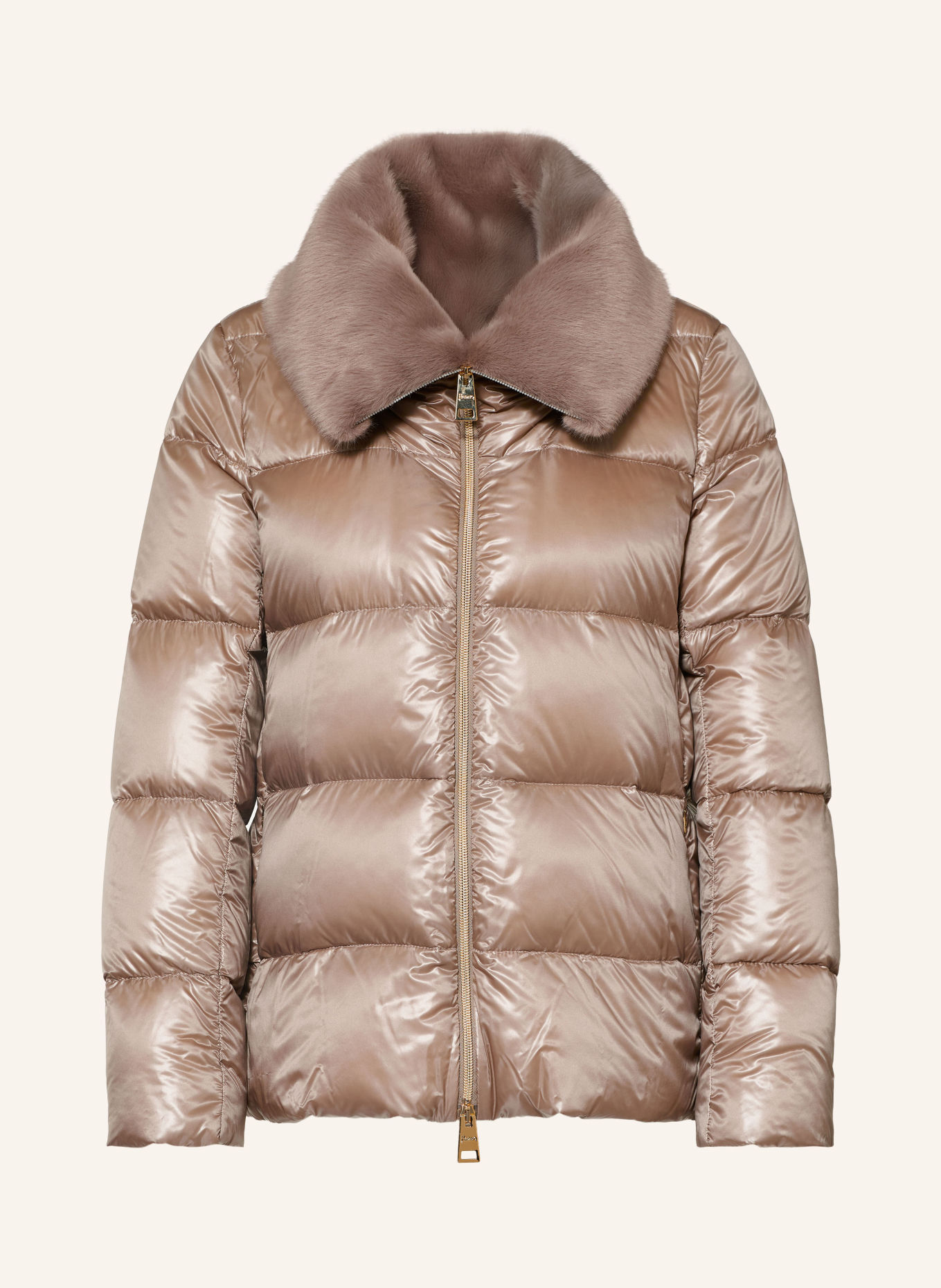 HERNO Down jacket with faux fur: LIGHT BROWN