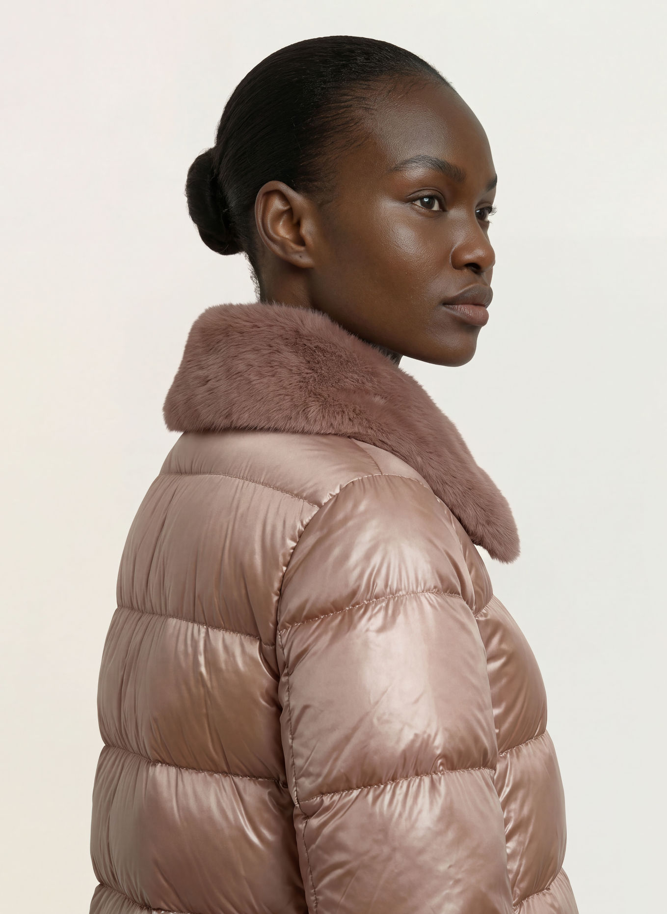 HERNO Down jacket with faux fur: LIGHT BROWN
