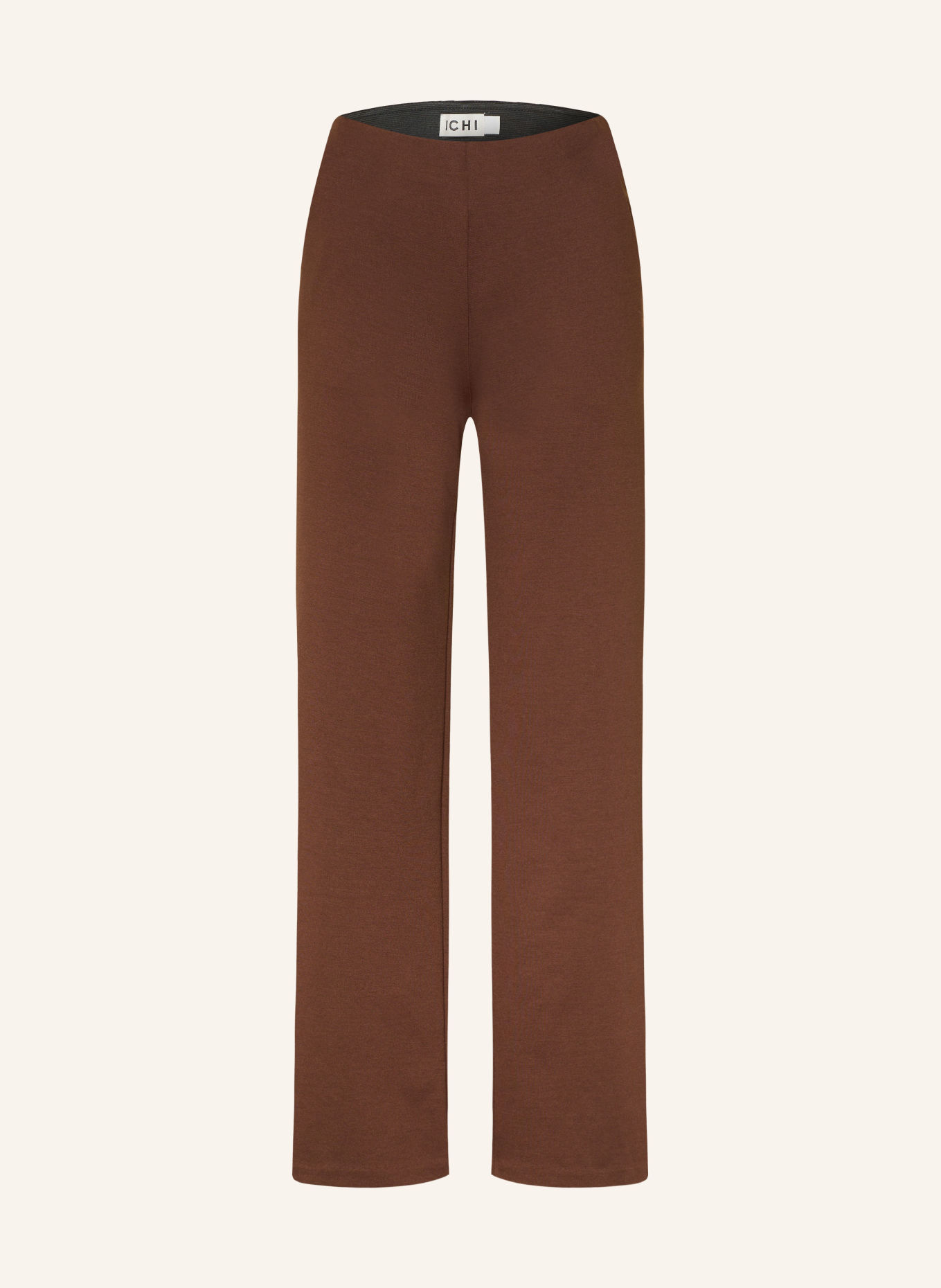 ICHI Wide leg trousers made of jersey: DARK BROWN