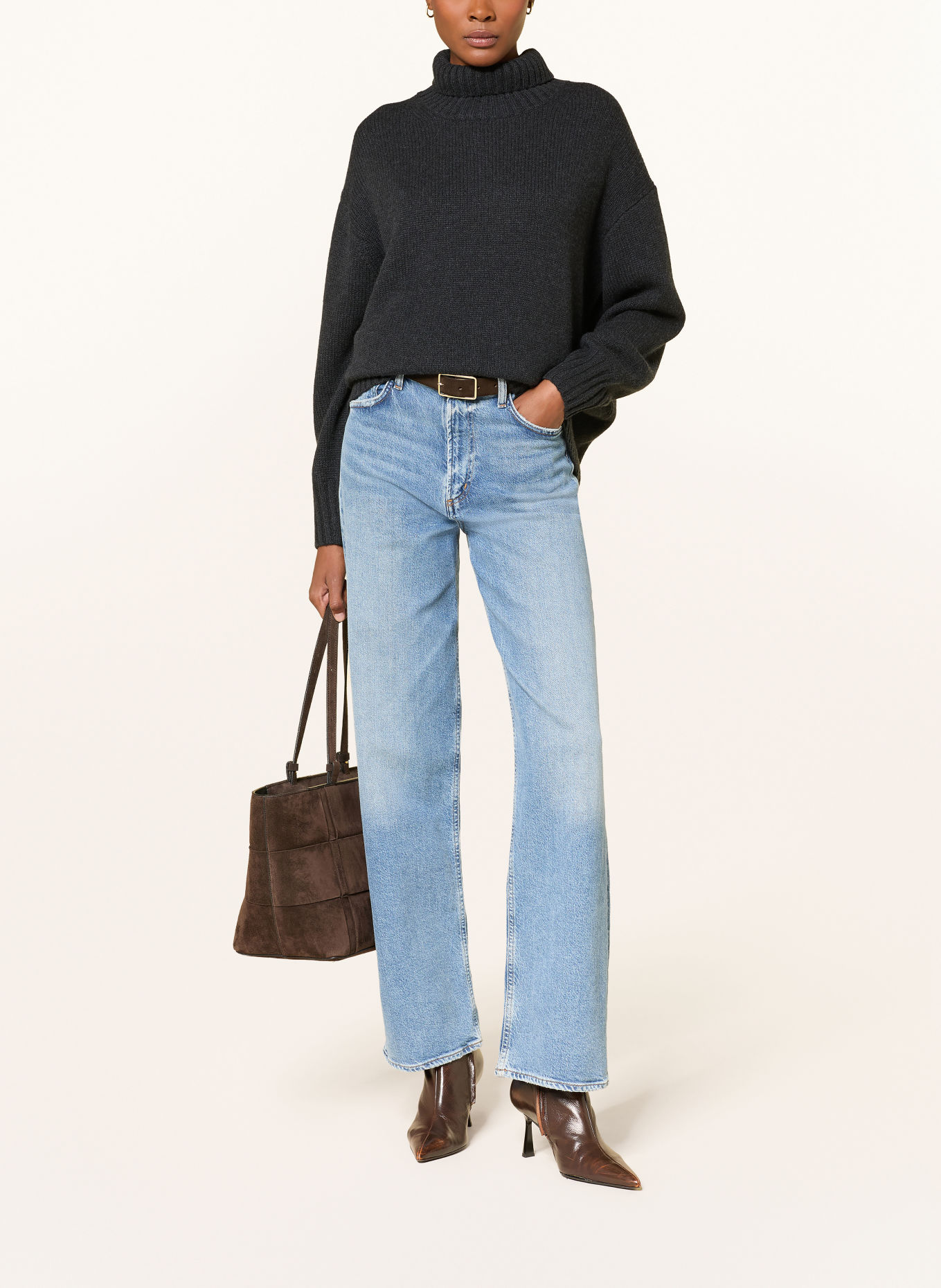 FTC CASHMERE Turtleneck sweater in cashmere: DARK GRAY