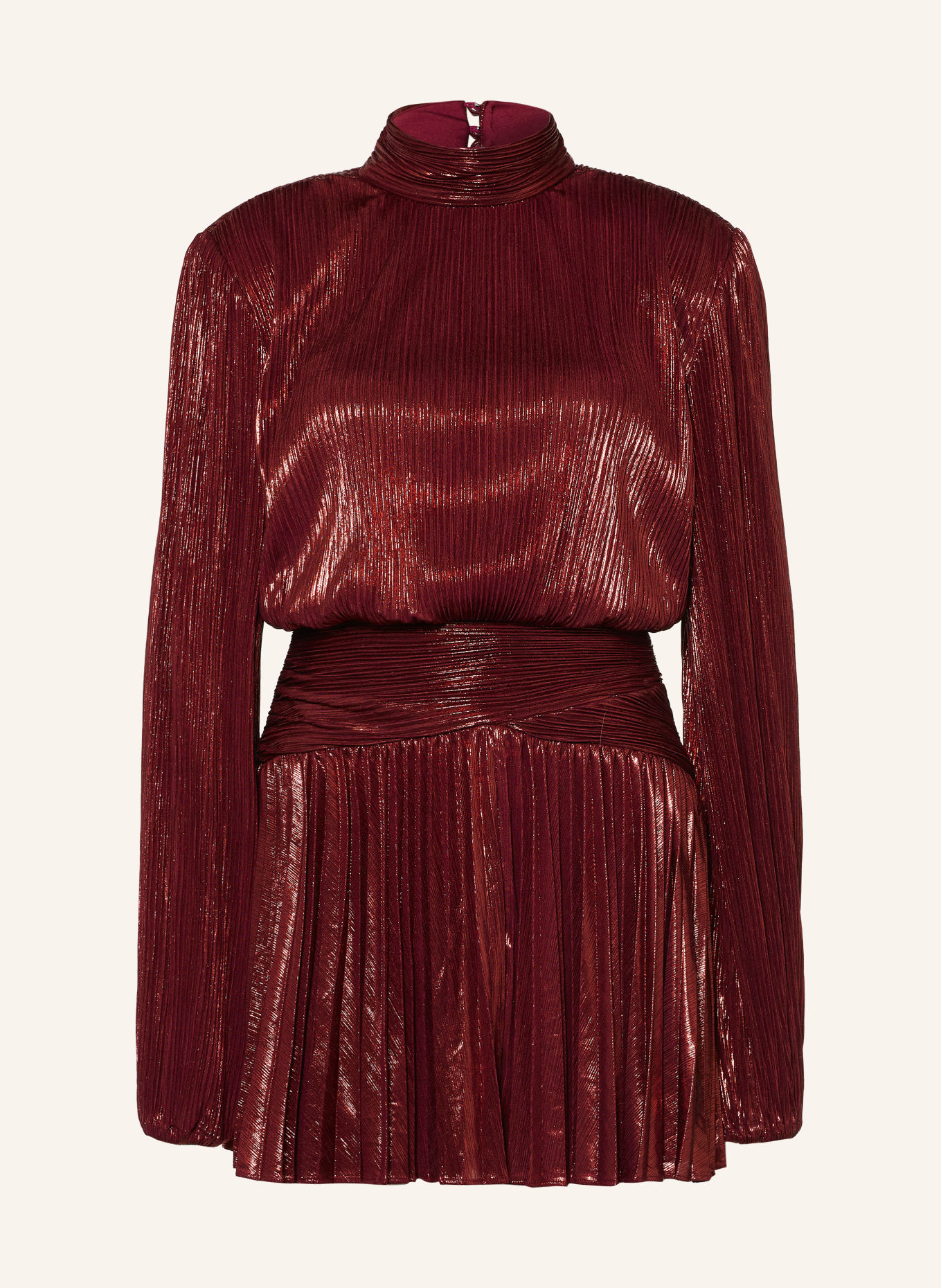 RETROFÊTE Kleid FREJA mit Plissees: DUNKELROT