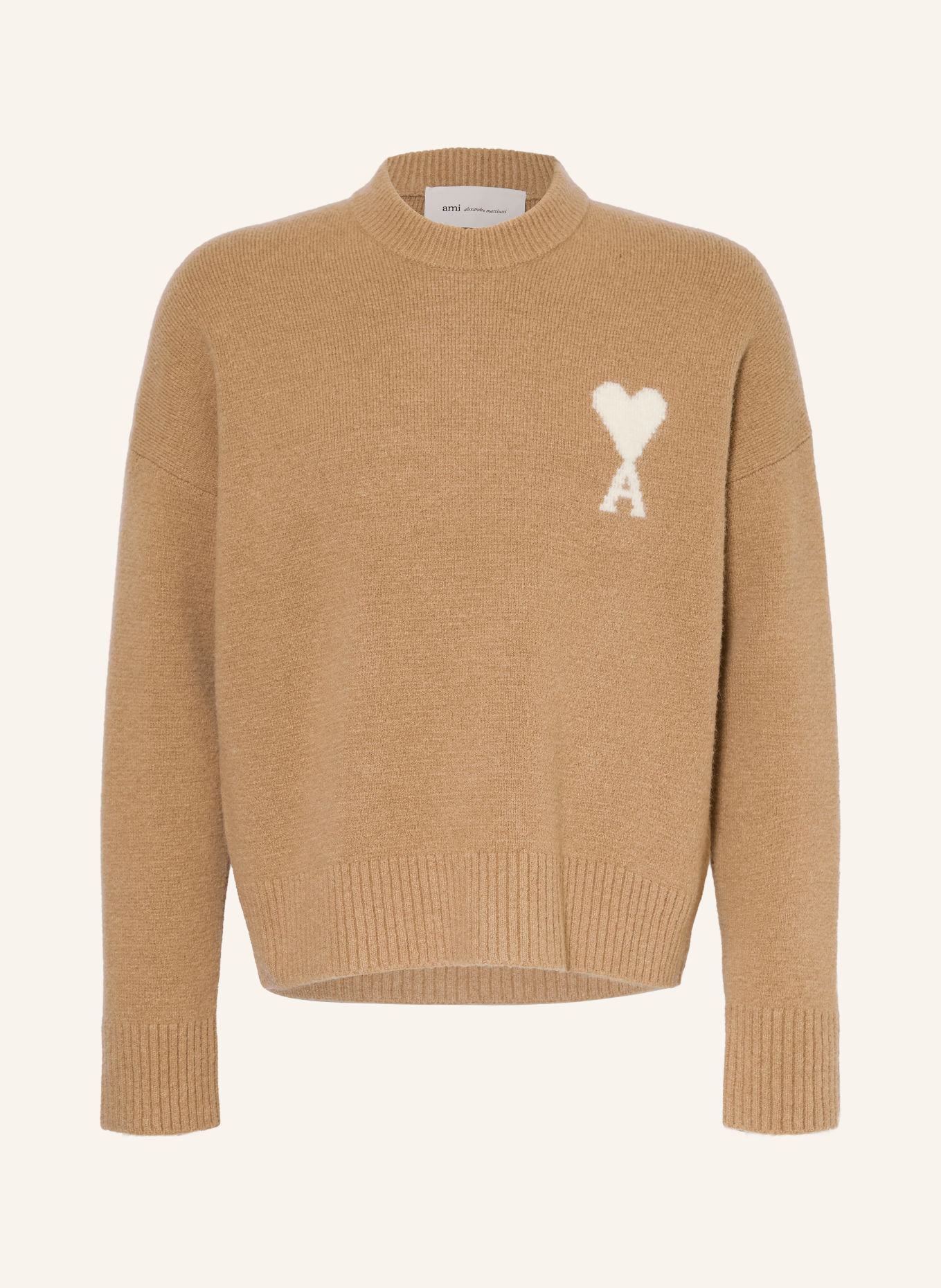 Ami Paris Sweater with alpaca: CAMEL / CREAM