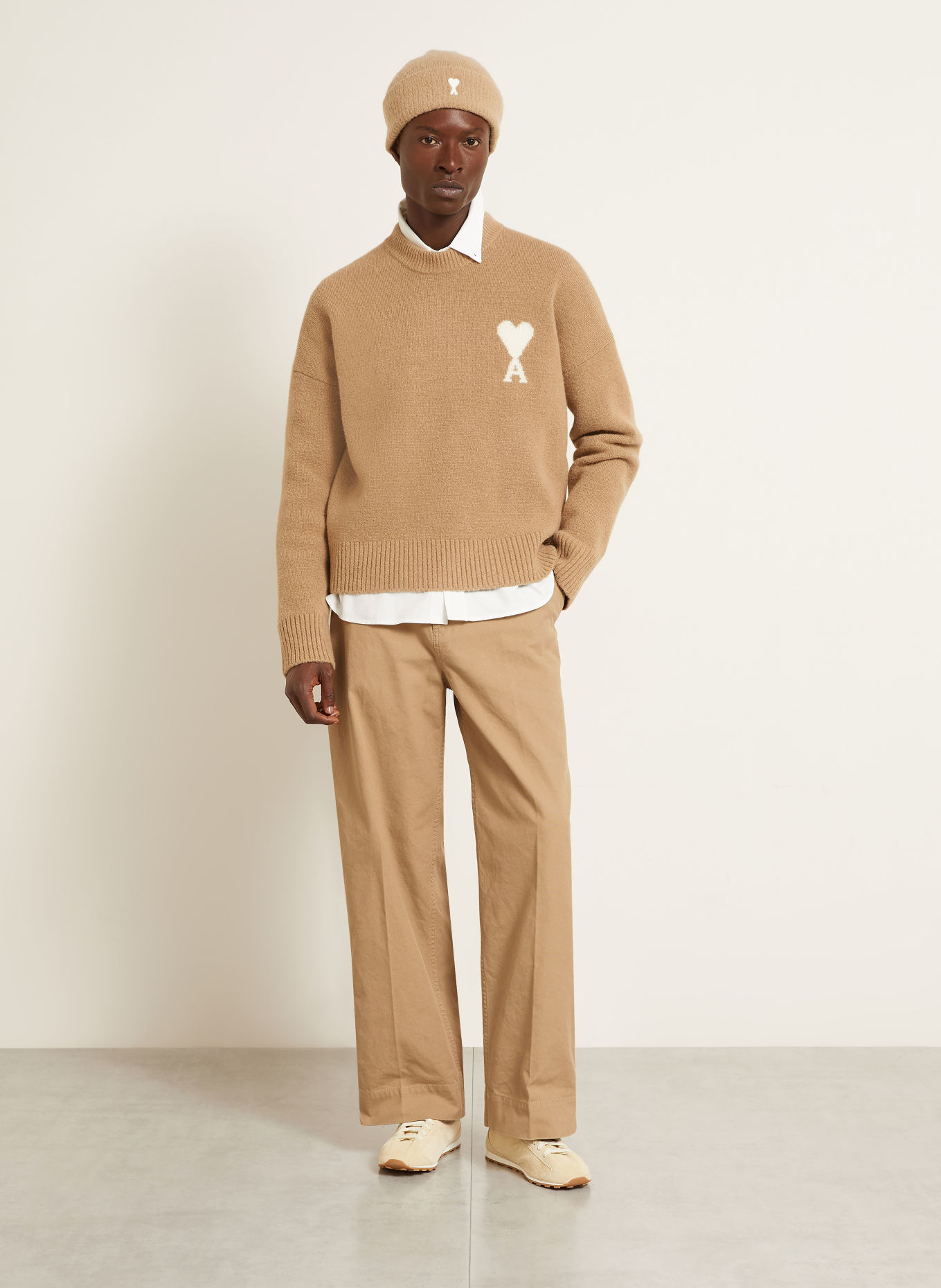 Ami Paris Sweater with alpaca: CAMEL / CREAM