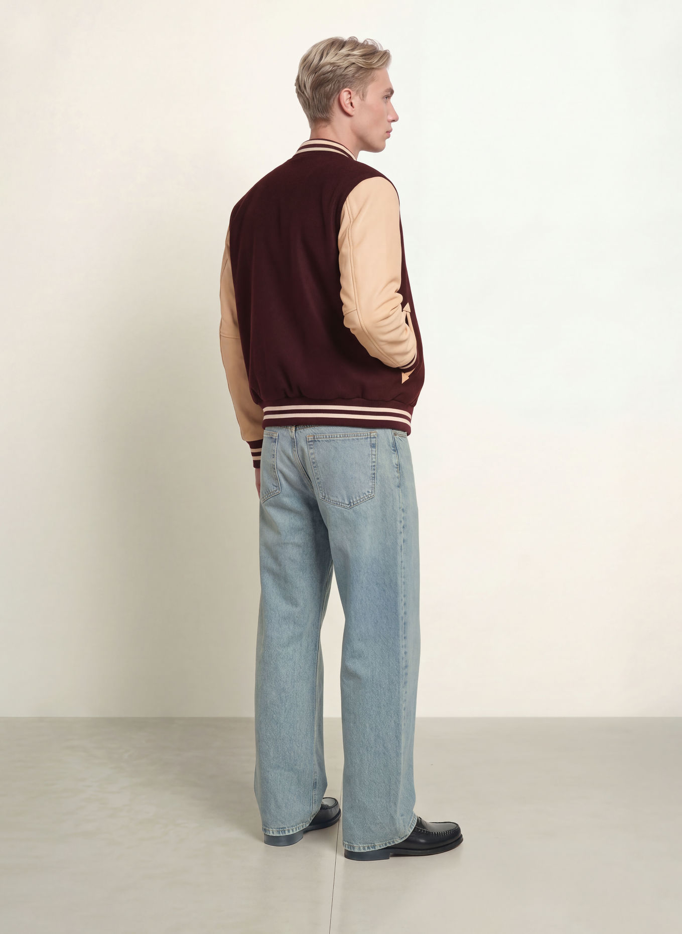 Schott NYC College jacket LC 8705X: DARK RED / CAMEL