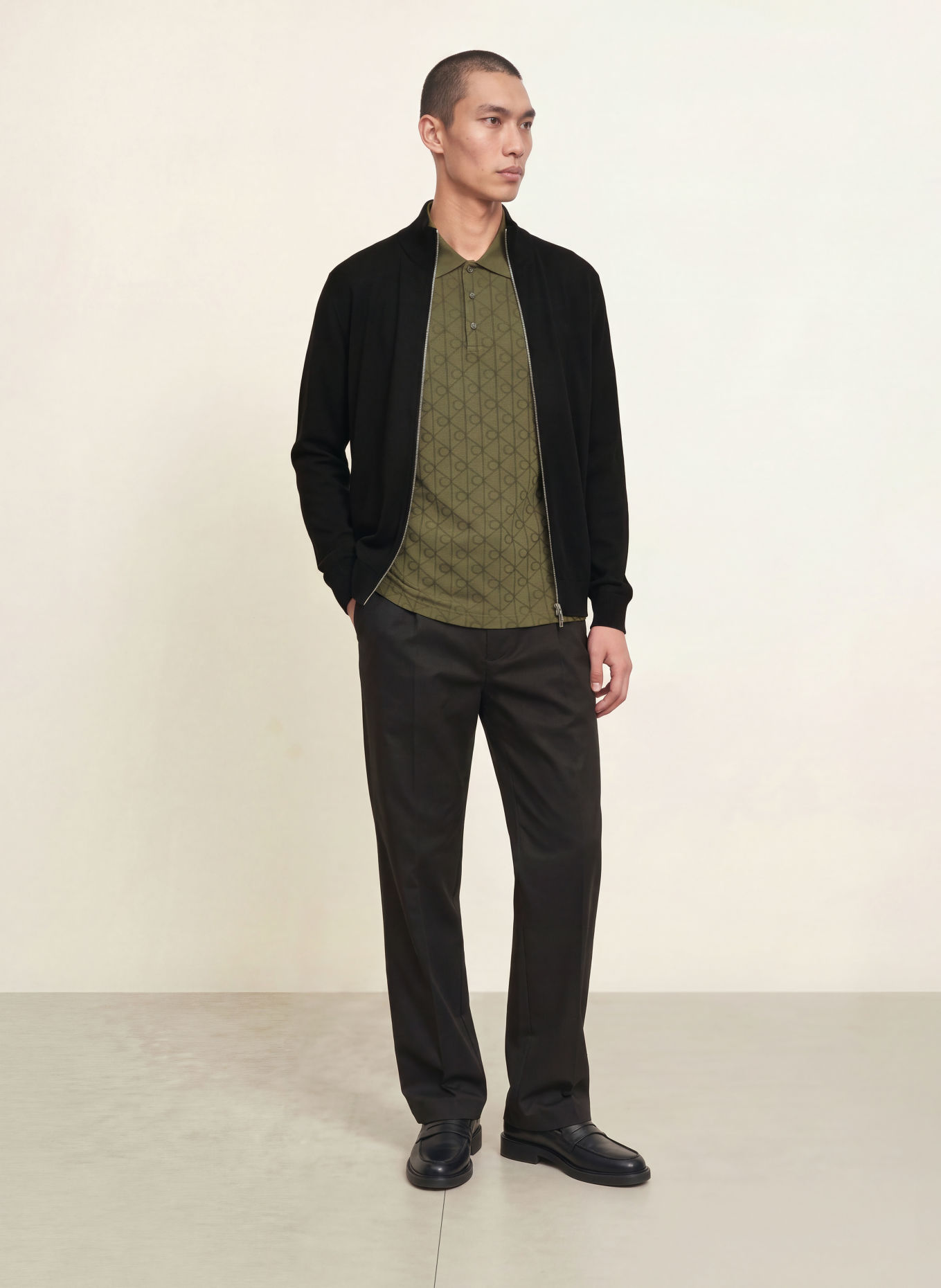 Calvin Klein jersey polo shirt: OLIVE