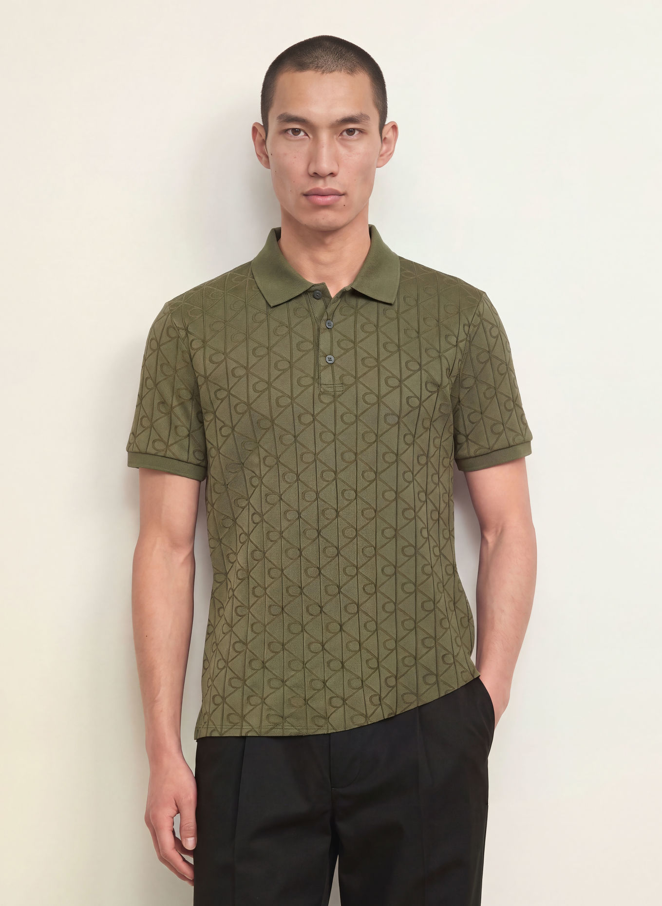 Calvin Klein jersey polo shirt: OLIVE
