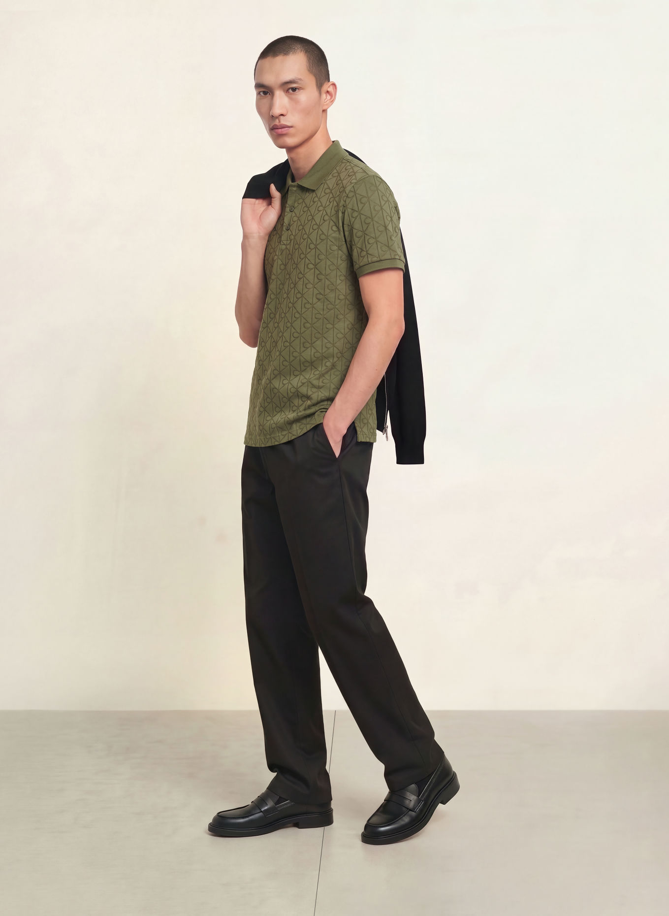 Calvin Klein jersey polo shirt: OLIVE