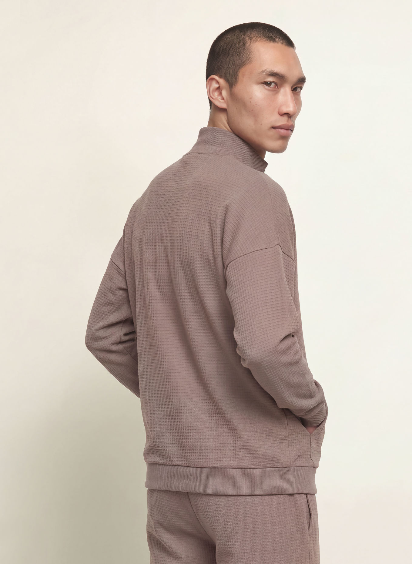 HUGO AUSTIN lounge sweatshirt jacket: TAUPE