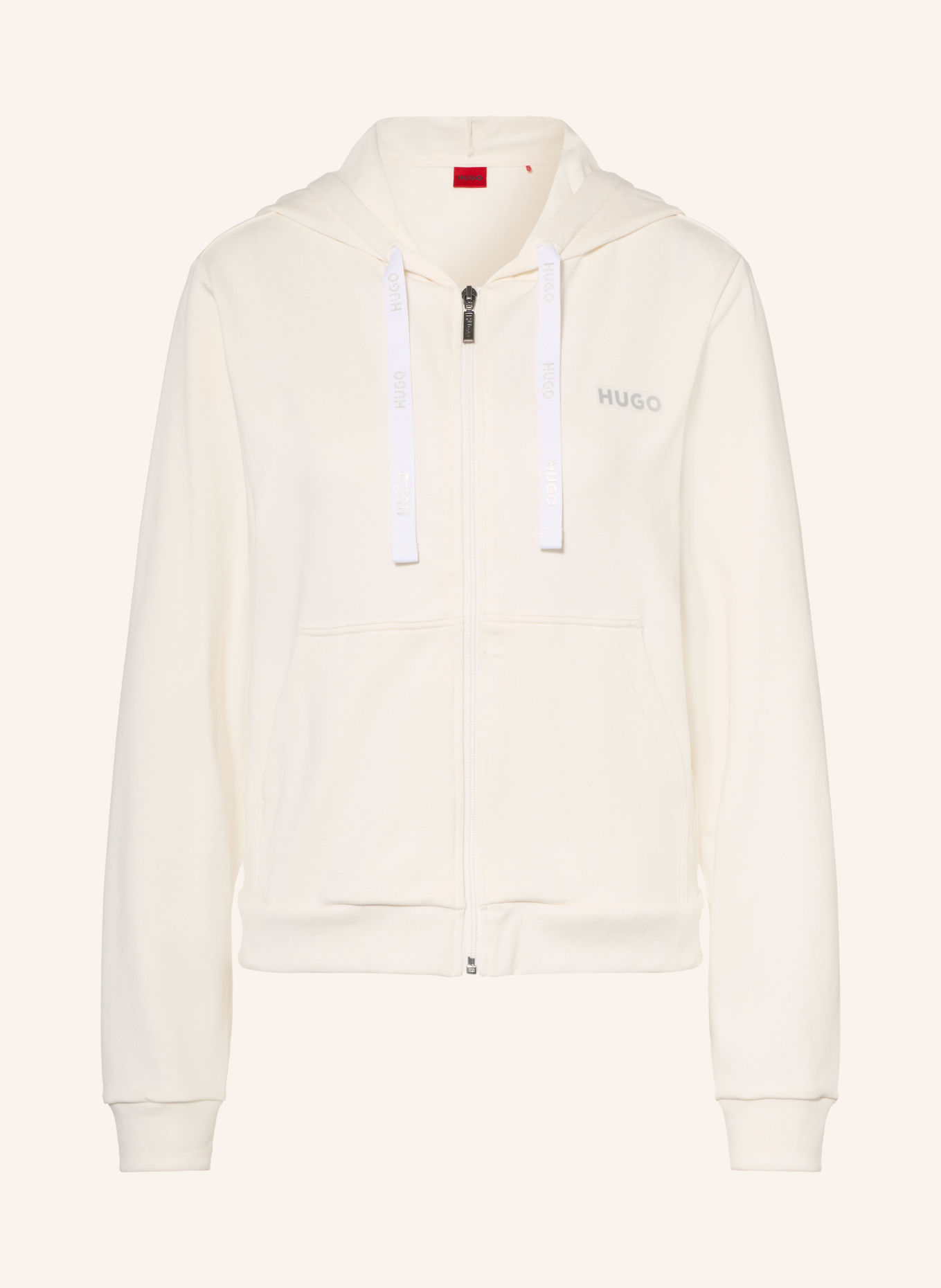 HUGO lounge sweatshirt jacket: CREAM