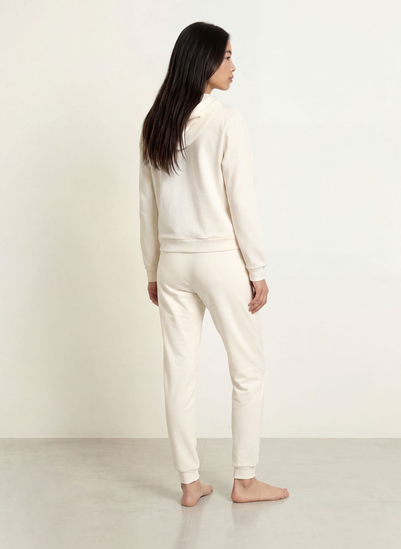 HUGO lounge sweatshirt jacket: CREAM