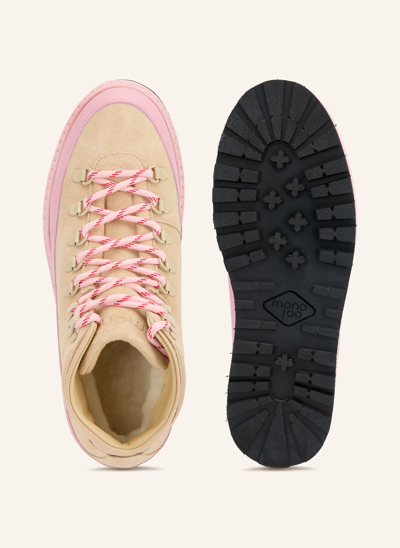 mono Lace-up boots CORE CAP: LIGHT BROWN / PINK