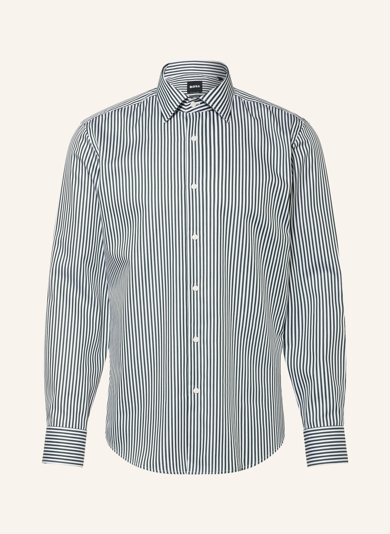 BOSS JOE Regular Fit Shirt: DARK GREEN / WHITE