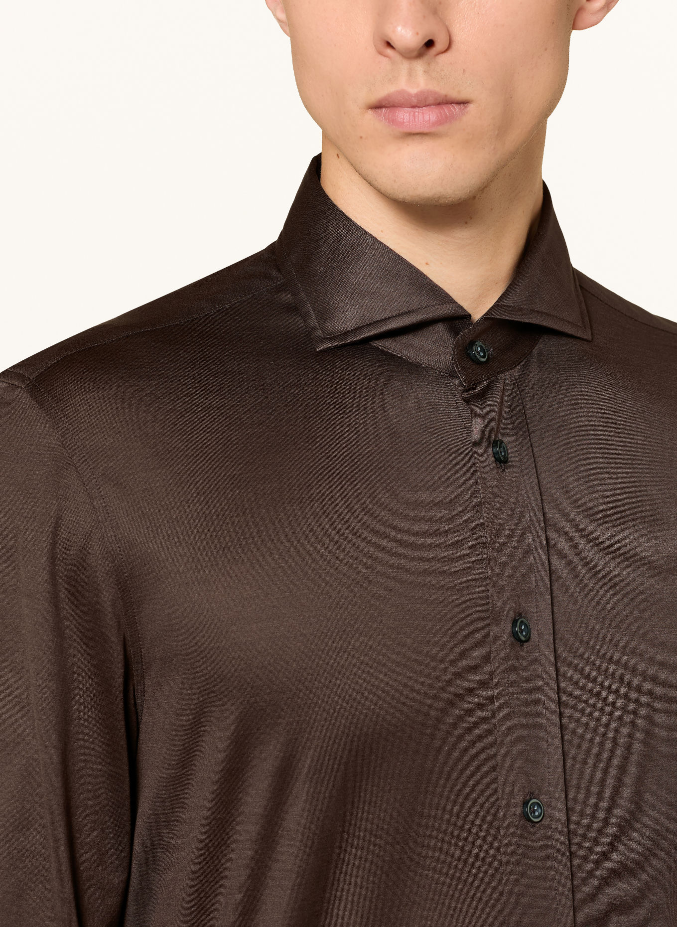 BALDESSARINI Jersey-skjorta HUGH Slim Fit: MÖRKBRUN