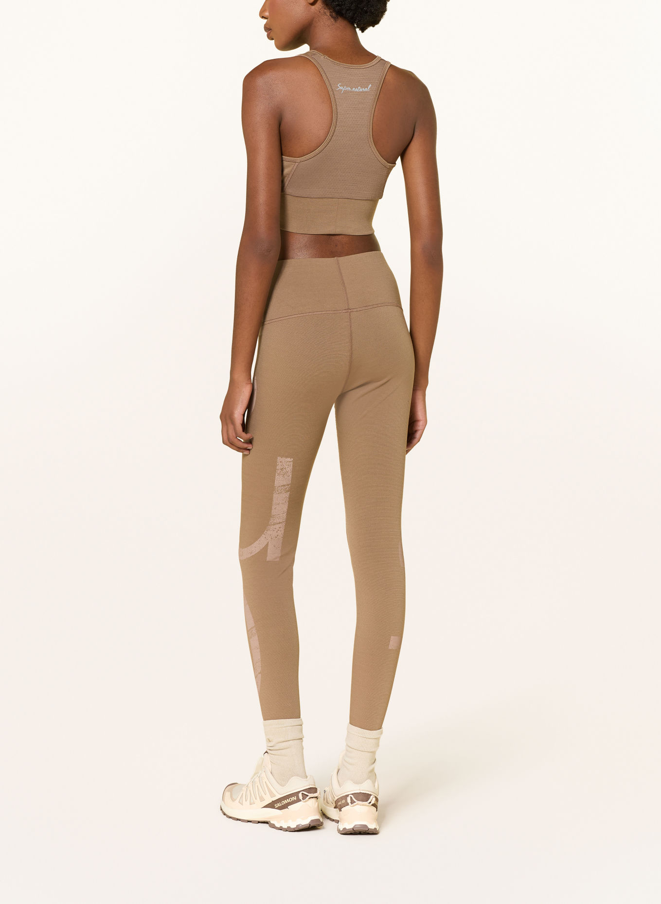 super.natural Cropped functionele CAPITAL LOGO met merinowol: CAMEL / ROSÉ