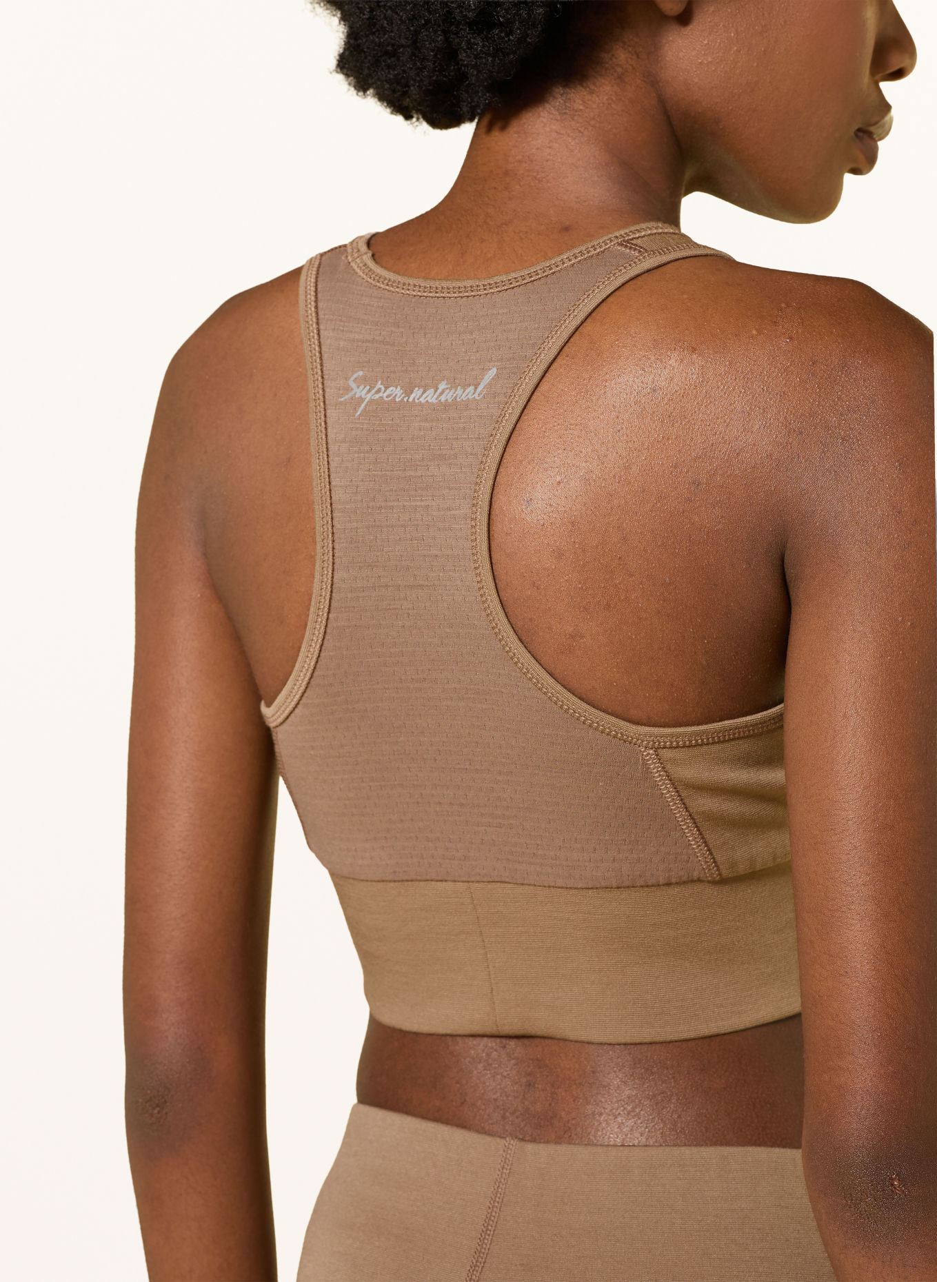 super.natural Cropped functionele CAPITAL LOGO met merinowol: CAMEL / ROSÉ