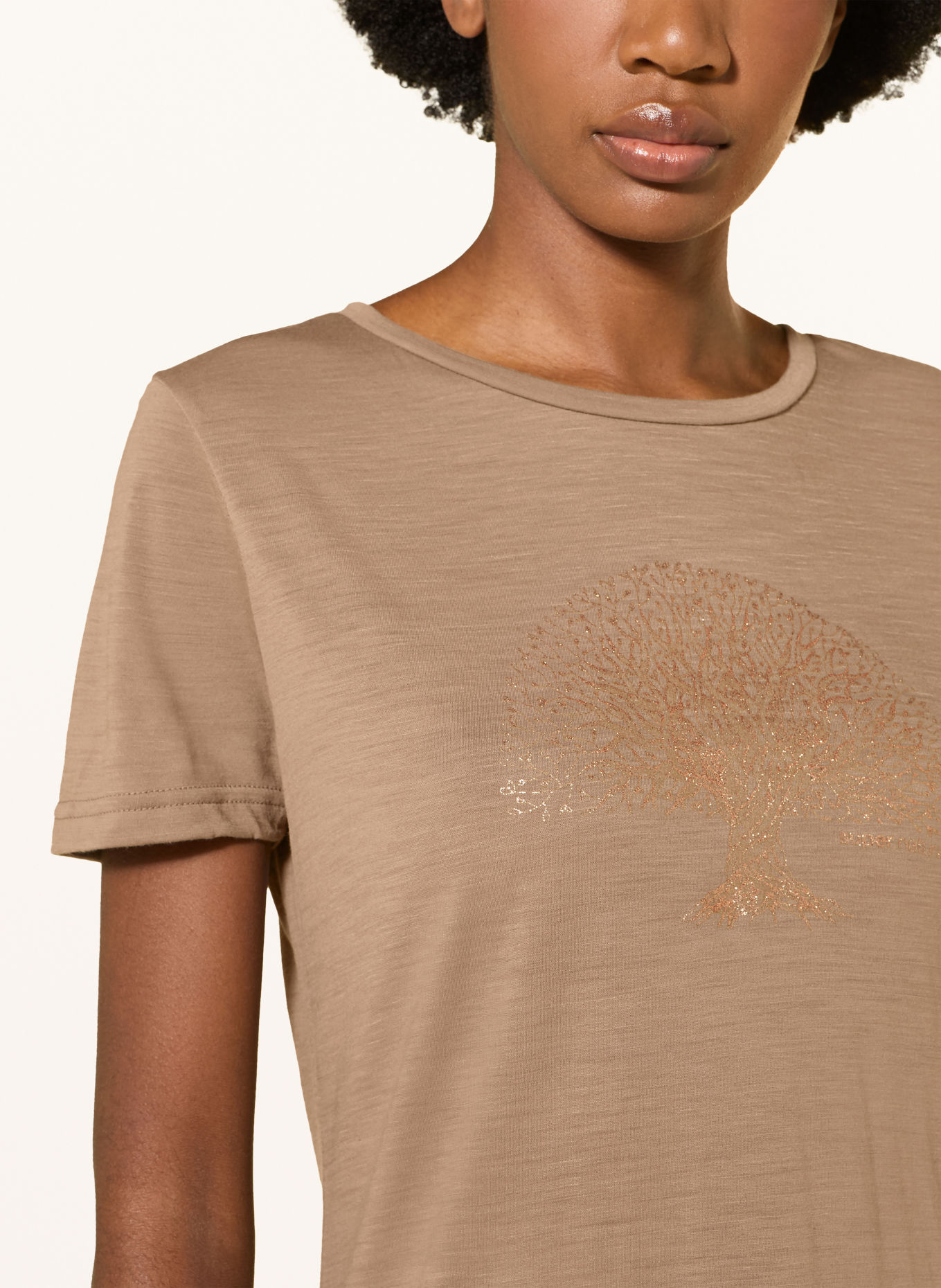 super.natural T-shirt TREE OF KNOWLEDGE with merino wool: BEIGE / ROSE GOLD