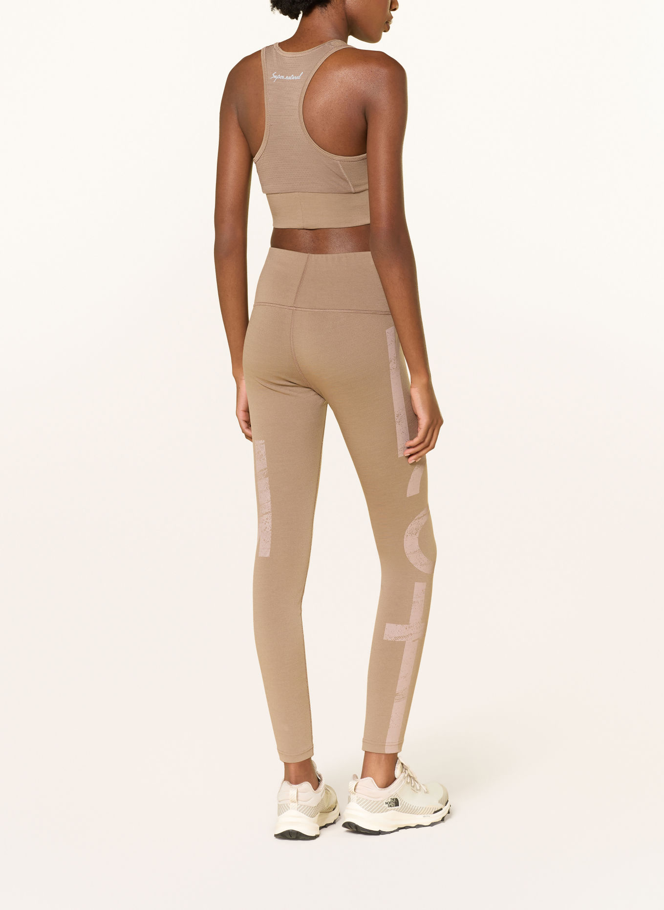 super.natural CAPITAL LOGO leggings with merino wool: BEIGE