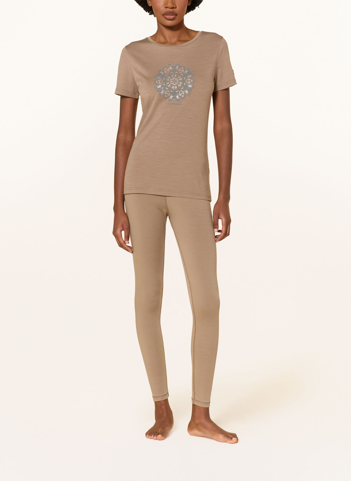 super.natural T-shirt ORNAMENT: LIGHT BROWN / GRAY