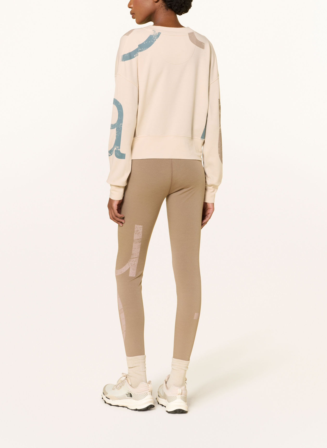 super.natural CAPITAL LOGO KRISSINI sweatshirt with merino wool: CREAM / BEIGE / BLUE GRAY