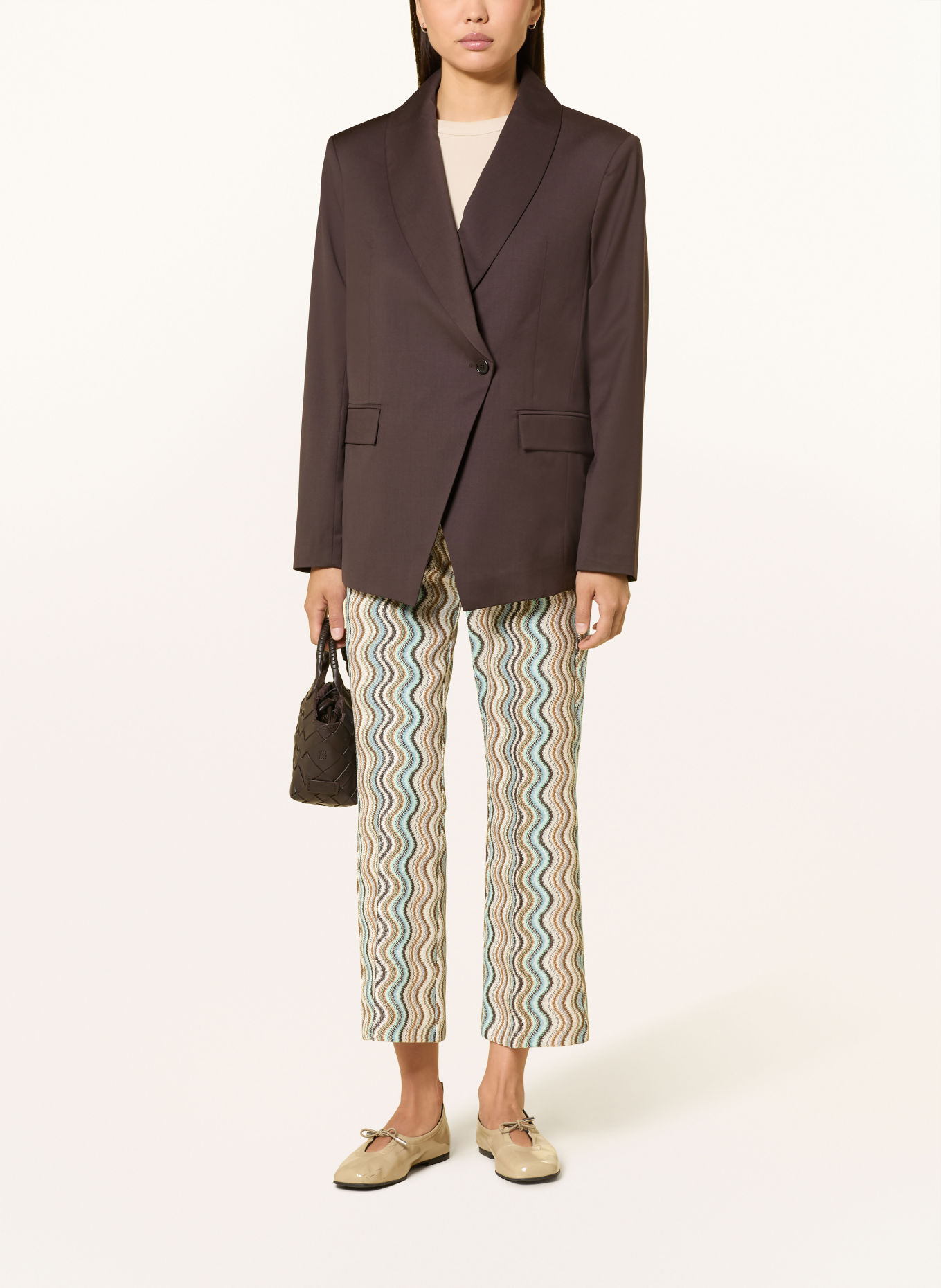 CAMBIO FAITH trousers with glitter yarn: LIGHT BLUE / BROWN / CREAM