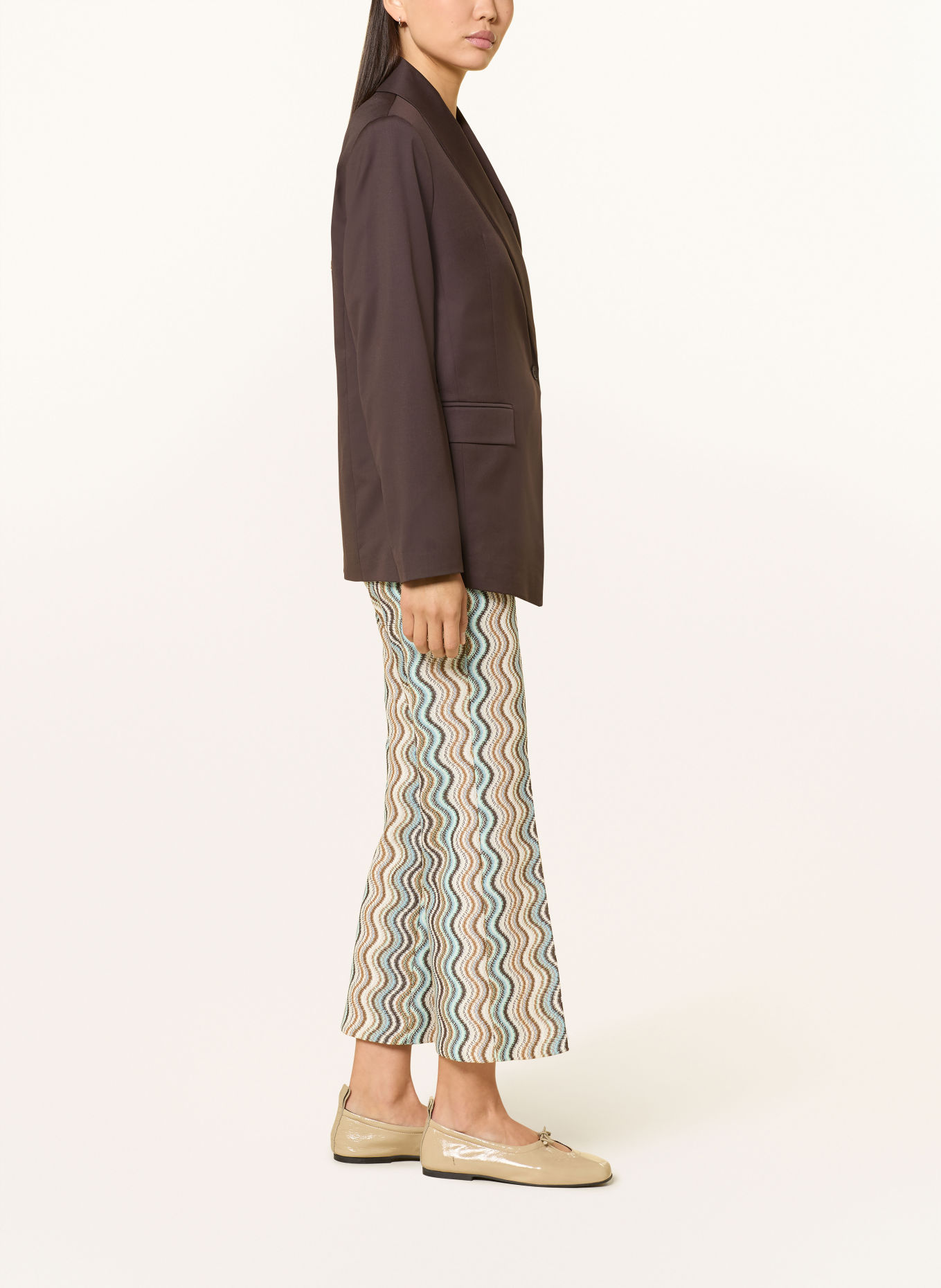 CAMBIO FAITH trousers with glitter yarn: LIGHT BLUE / BROWN / CREAM